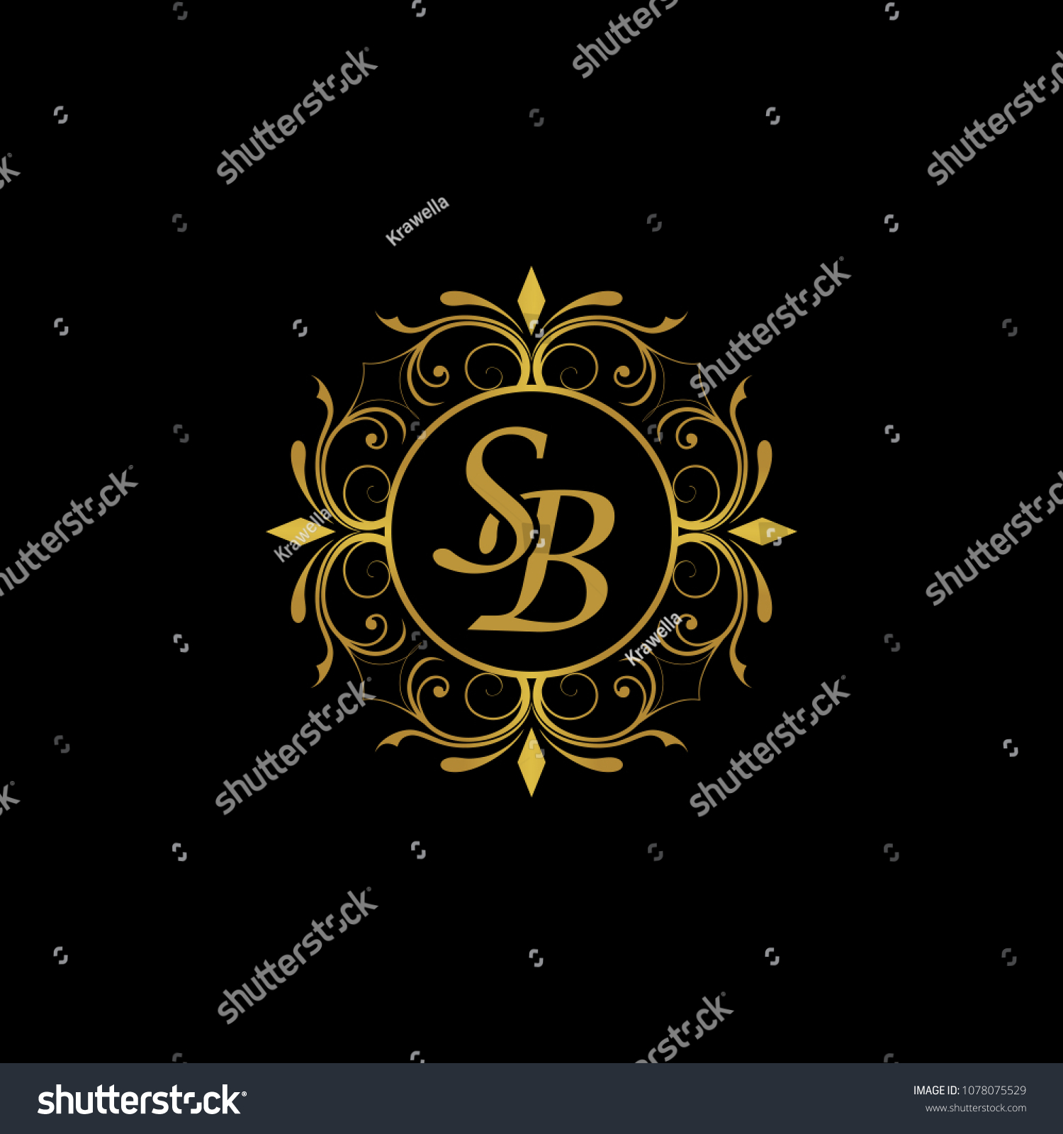 Sb Initial Logo Ornament Ampersand Monogram Vector De Stock Libre De