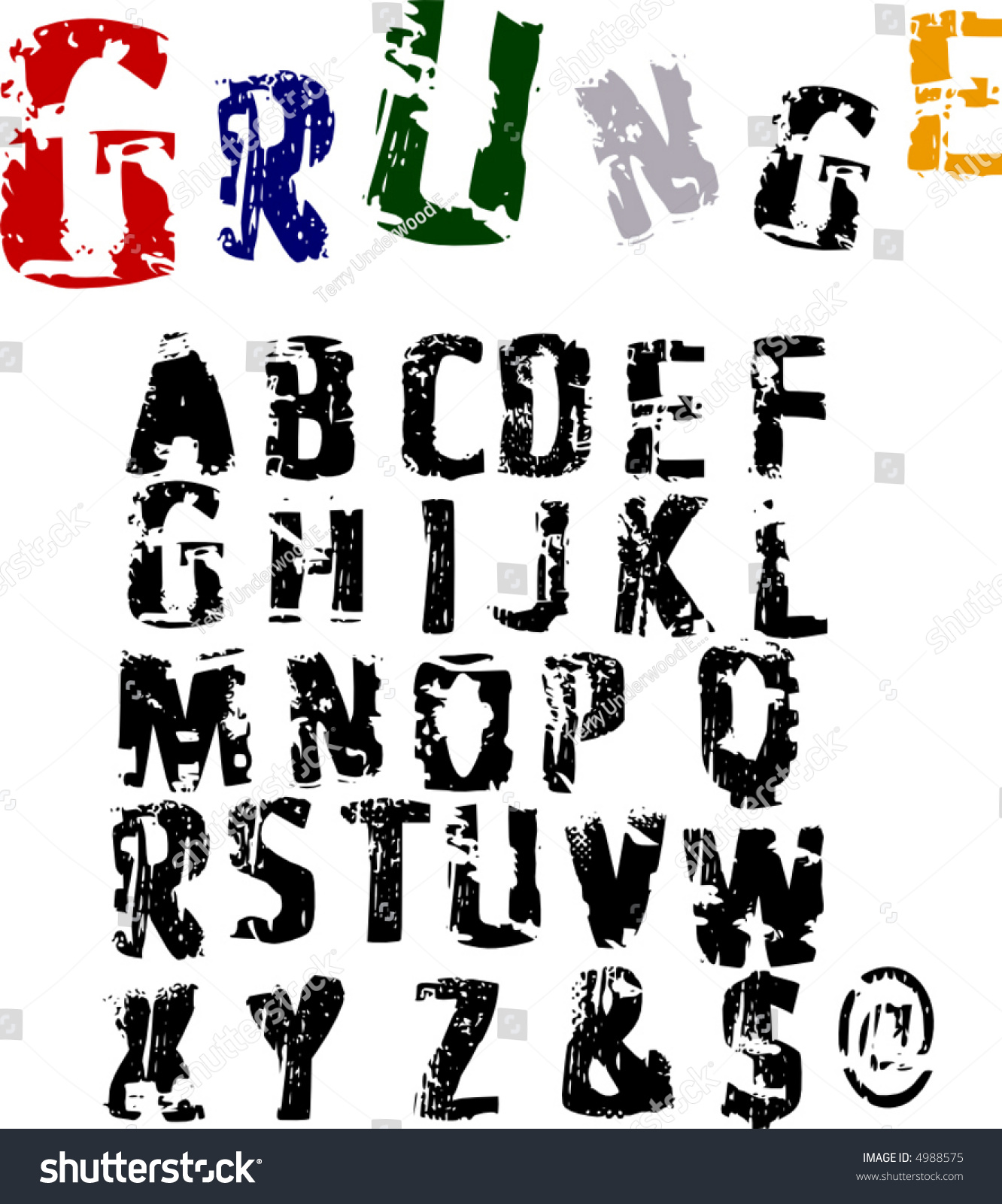 Scalable Grunge Alphabet Font Stock Vector Illustration