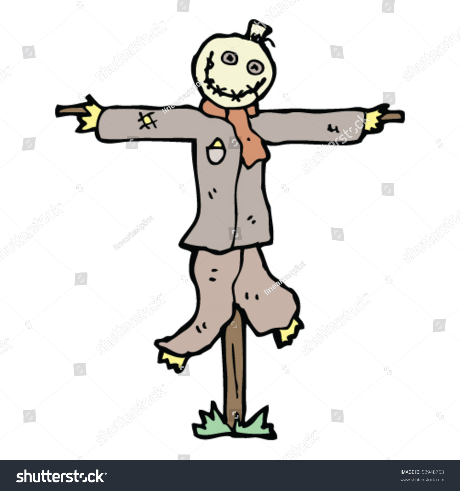 Scarecrow Cartoon Stock Vector Illustration 52948753 : Shutterstock