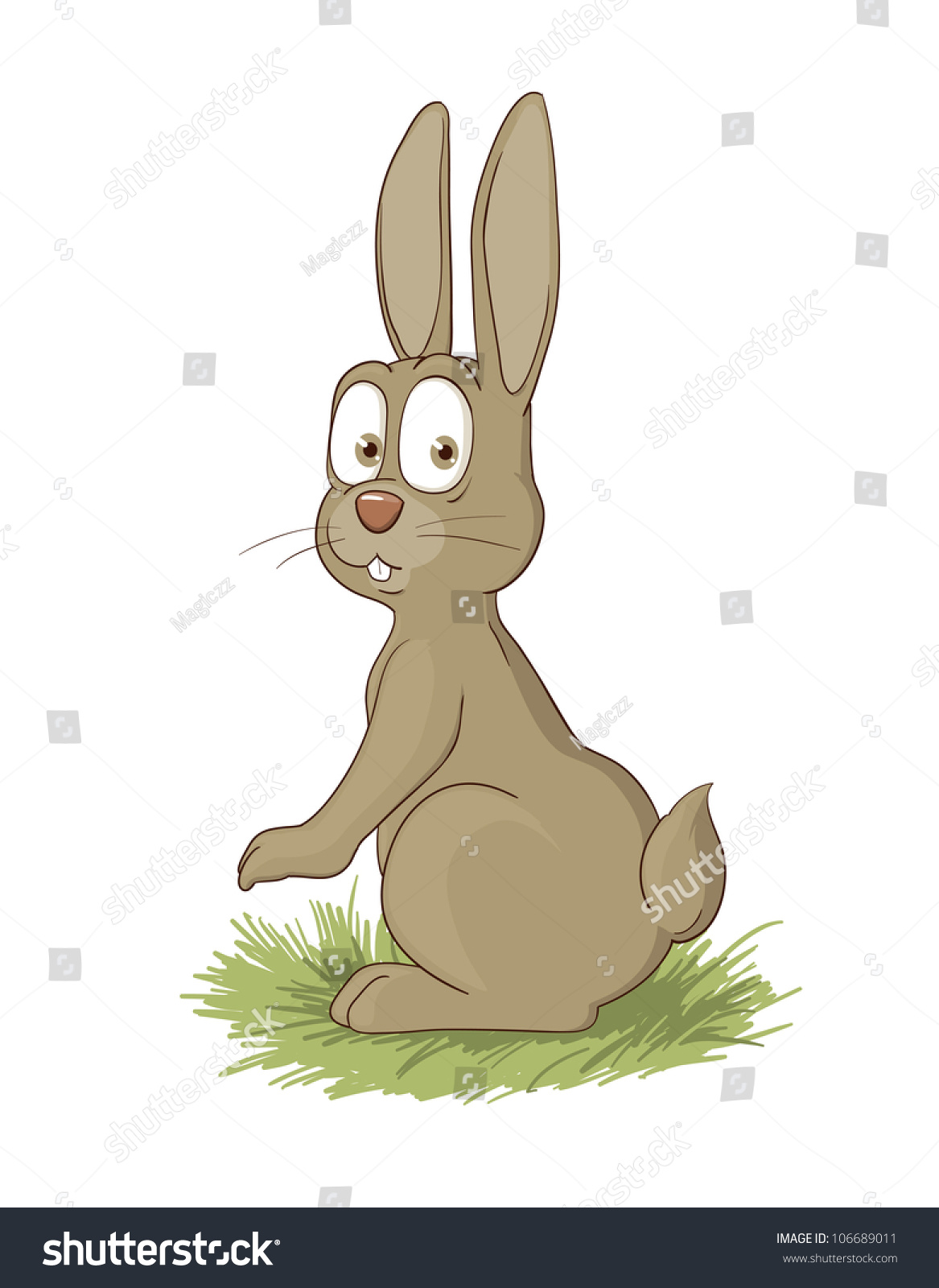 Scared Rabbit On The Grass Stock Vector Illustration 106689011