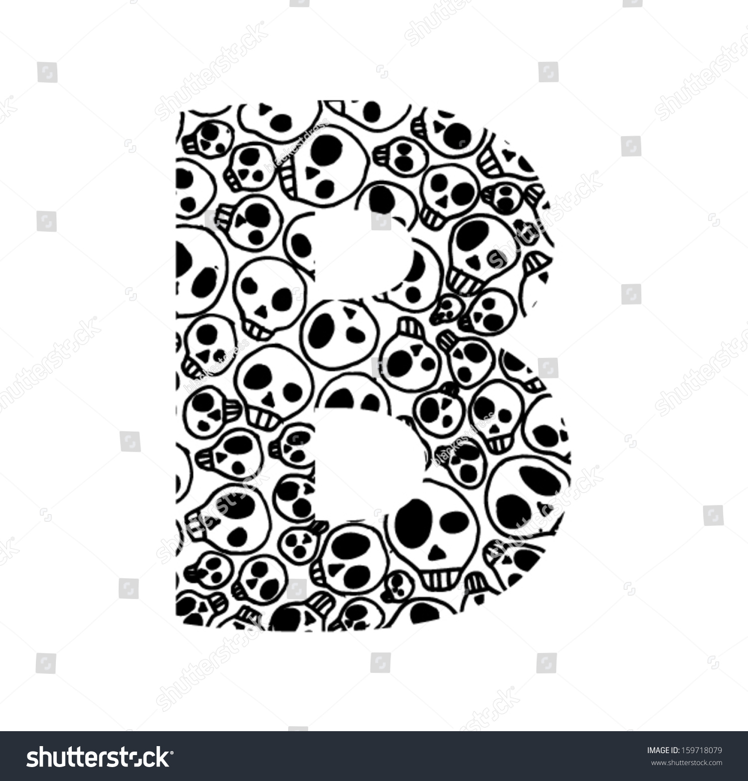 Scary Skull Font - Letter B Stock Vector Illustration 159718079 ...