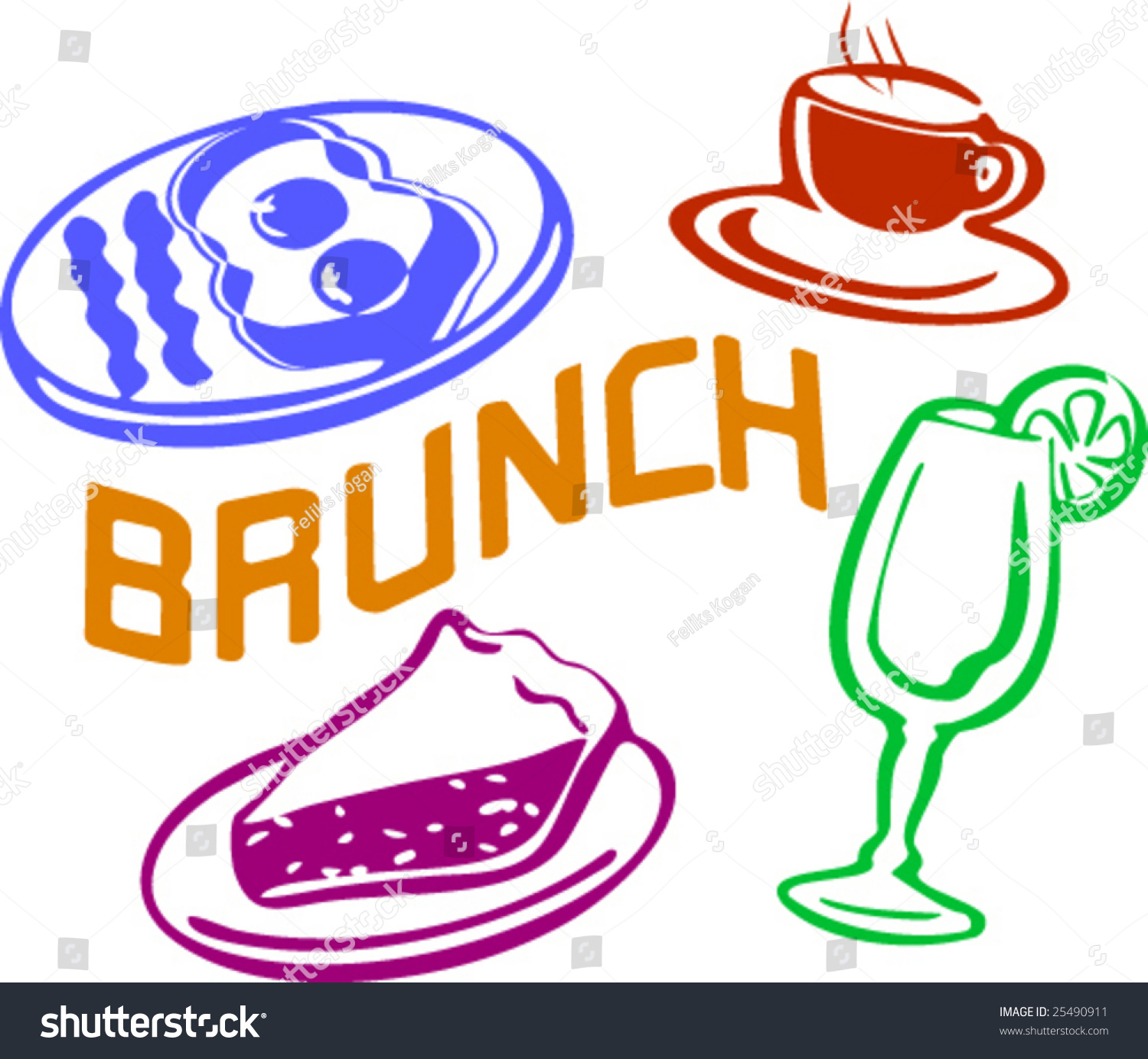 Scene Brunch Stock Vector 25490911 - Shutterstock