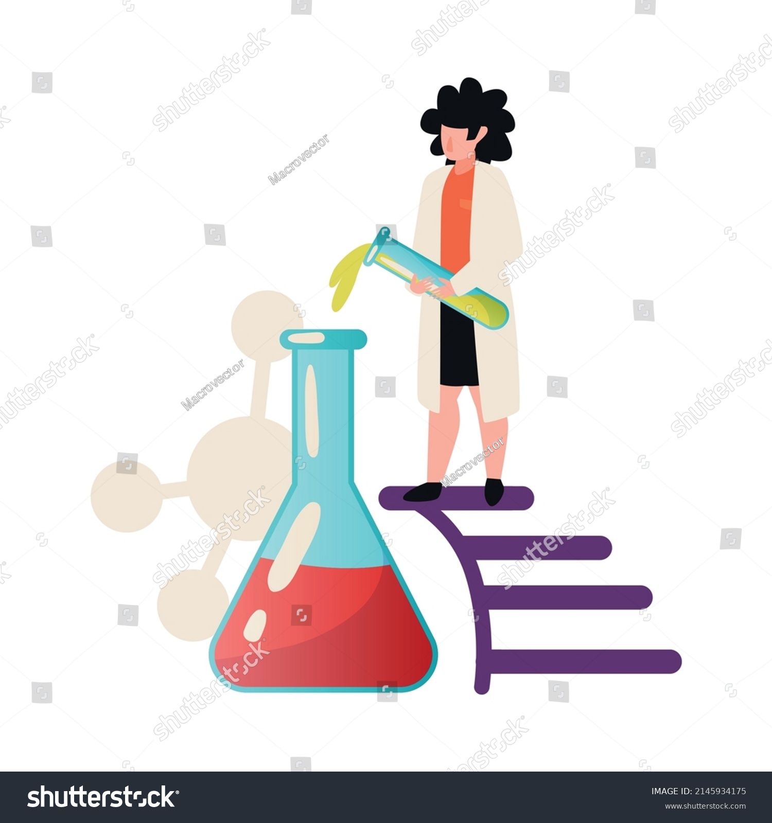 Science Lab Flat Icon Scientist Pouring Stock Vector Royalty Free