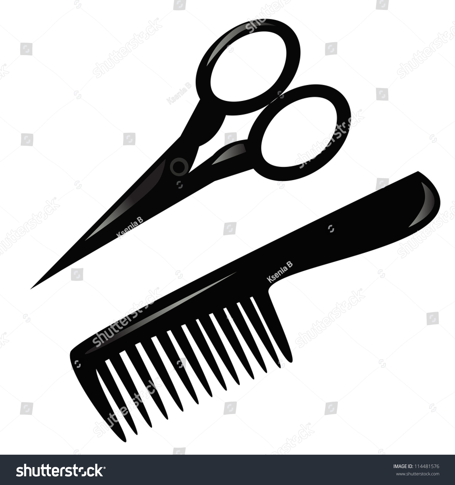 Scissors And Comb Stock Vector Illustration 114481576 : Shutterstock