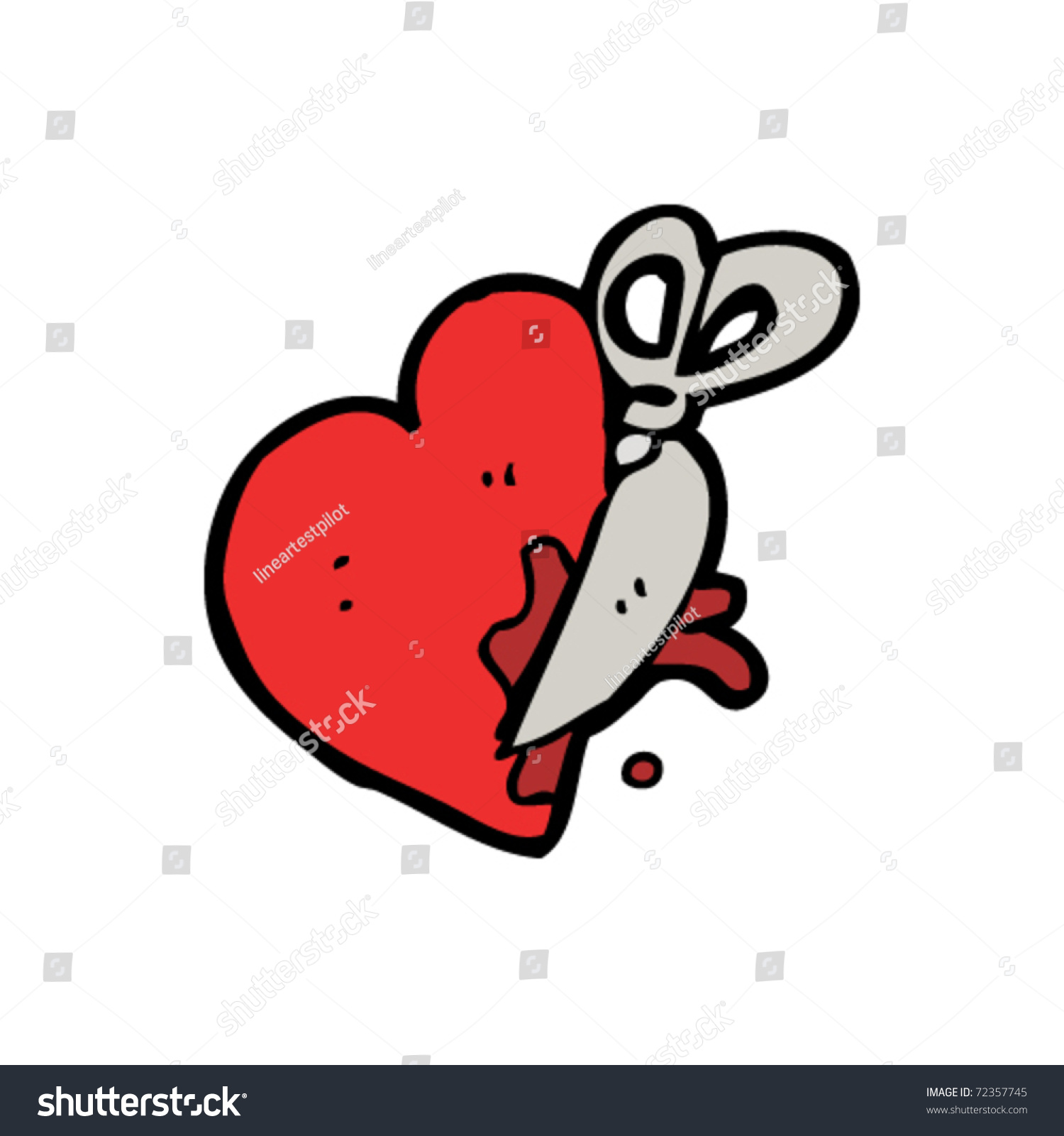 Scissors Cutting Heart Cartoon Stock Vector Illustration 72357745 Shutterstock