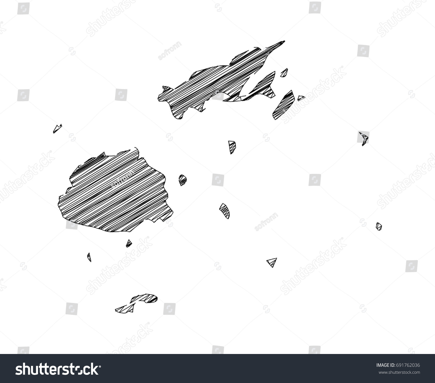 Scribble Map Fiji Sketch Hand Drawn Stock Vector Royalty Free