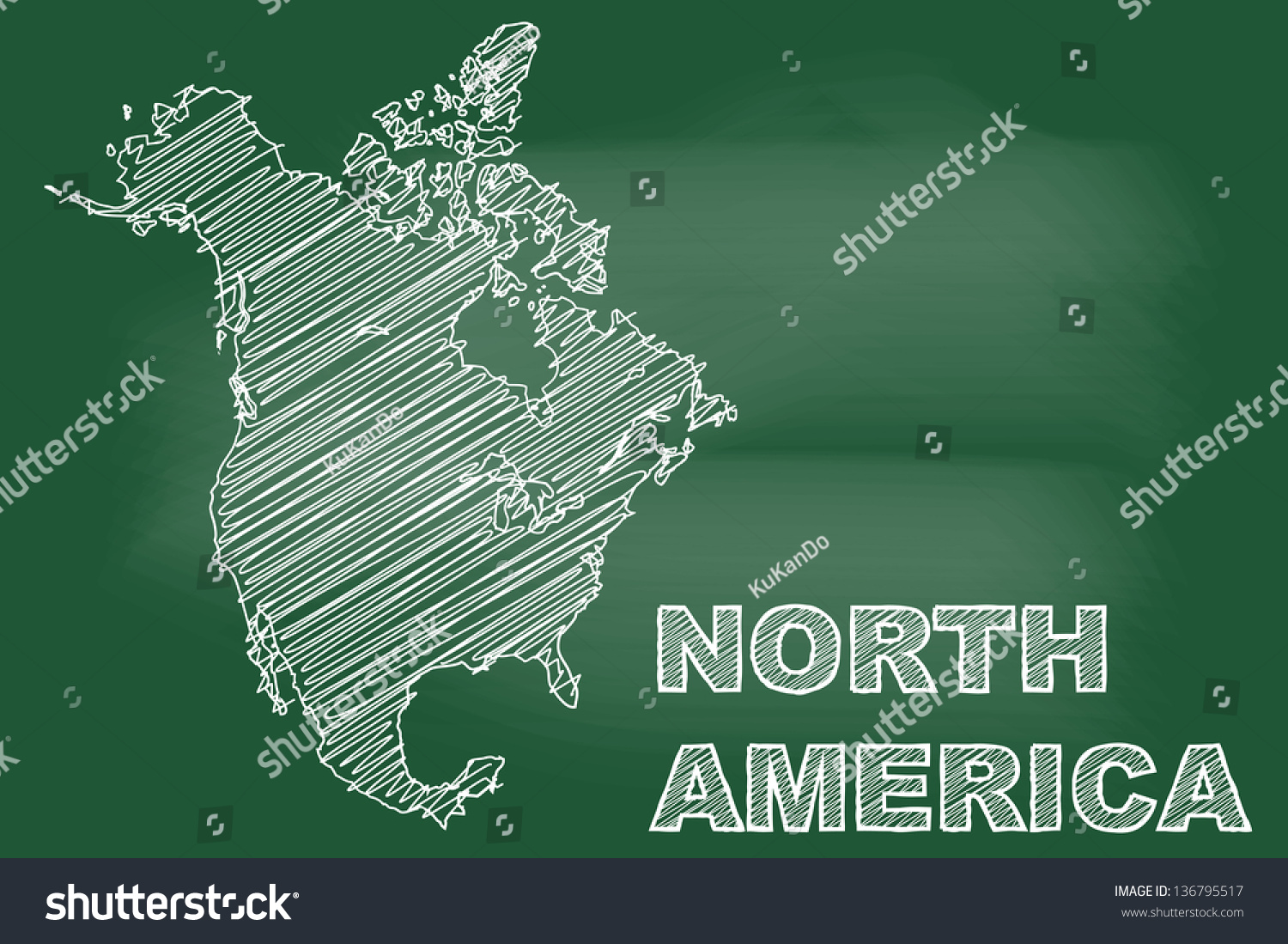 scribble sketch of North America map on blackboard scribble sketch of North America map on blackboard