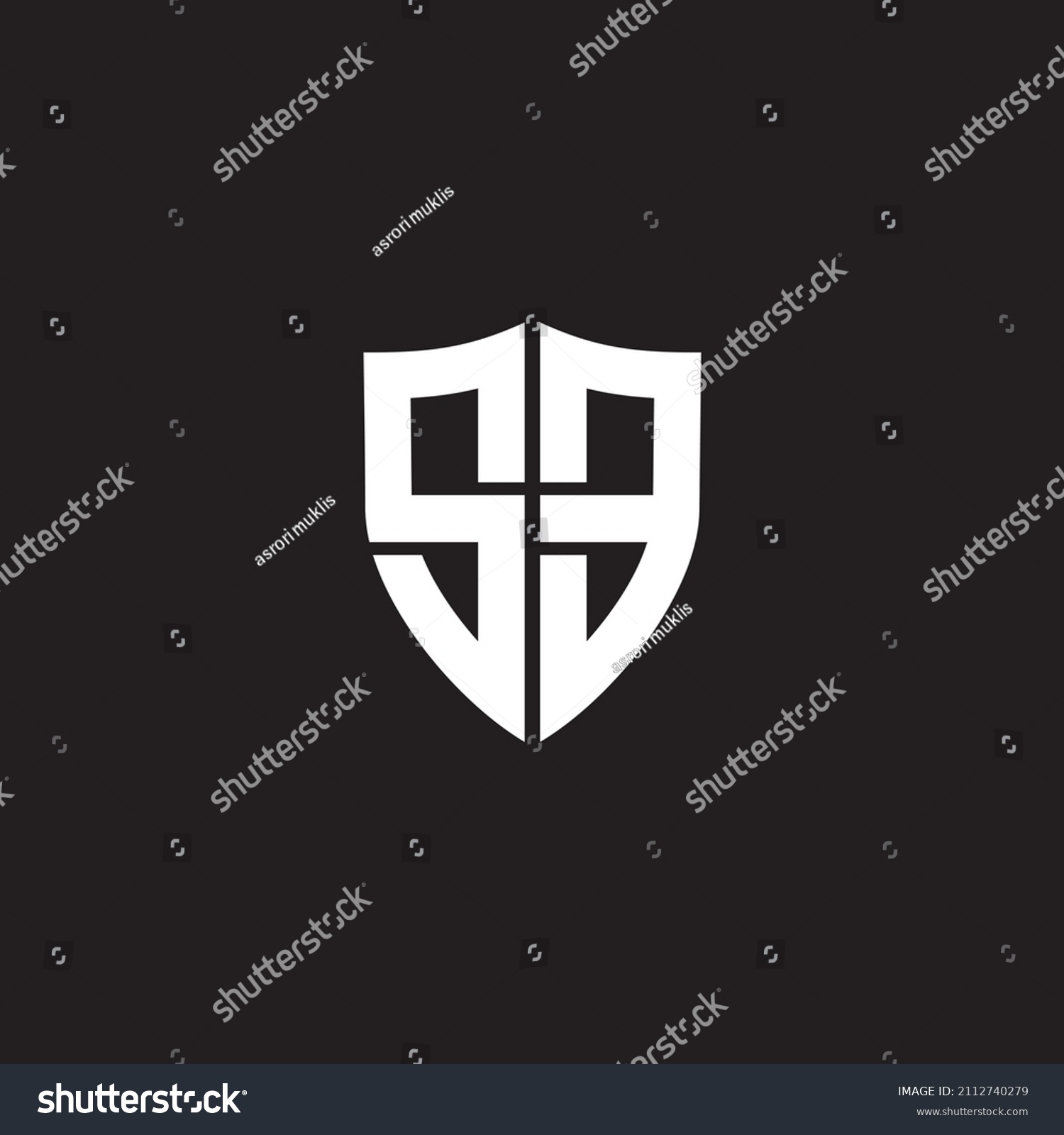 Se Monogram Logo Shield Shape Design Stock Vector Royalty Free