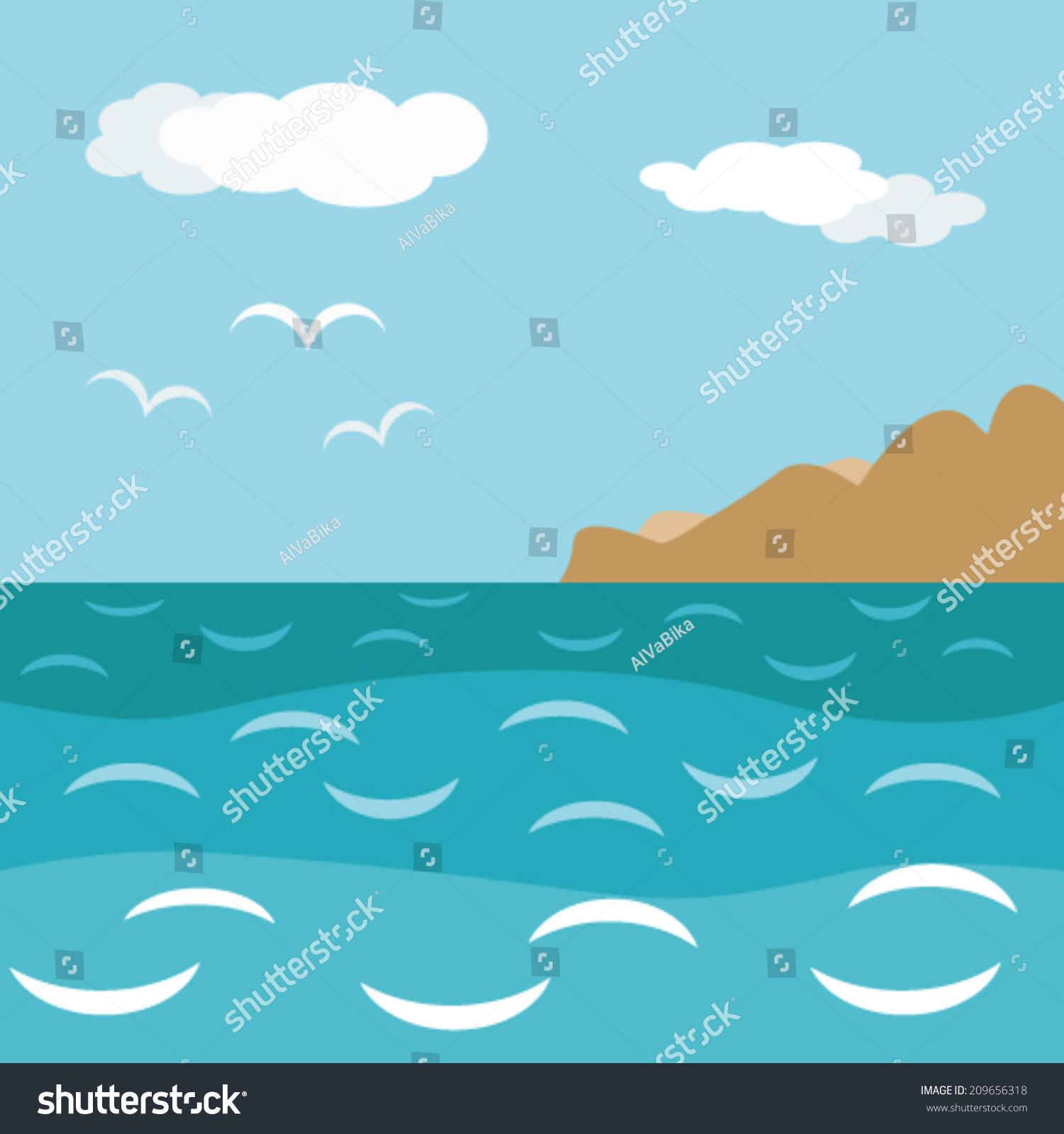 Sea Background Stock Vector Illustration 209656318 : Shutterstock