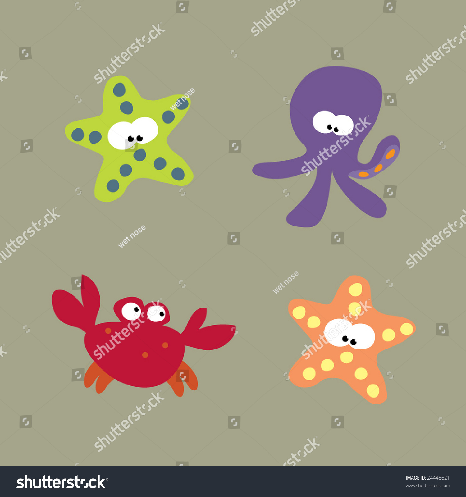 Sea Creatures Vector Set Stock Vector 24445621 - Shutterstock