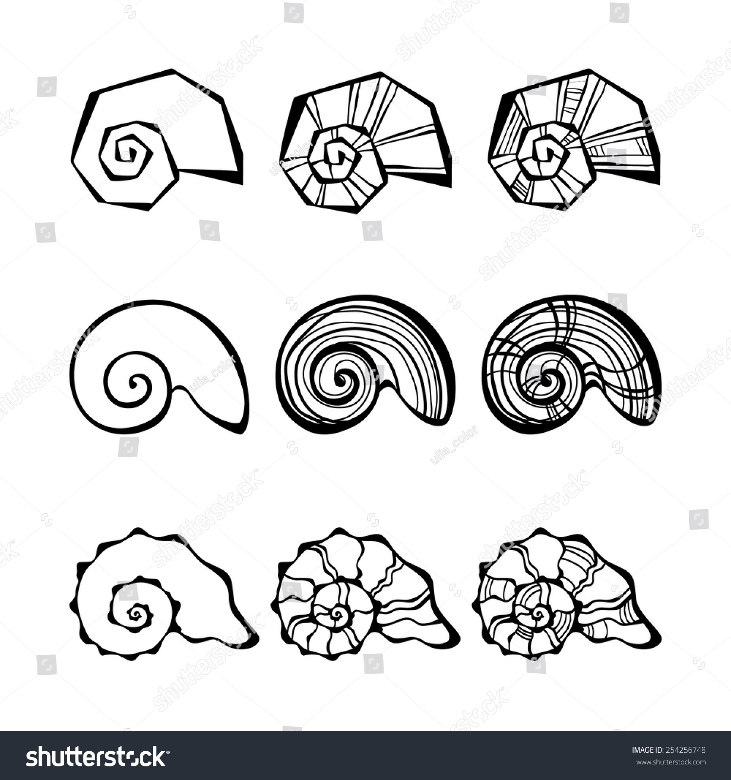 Sea Shells Icon Set Isolated On