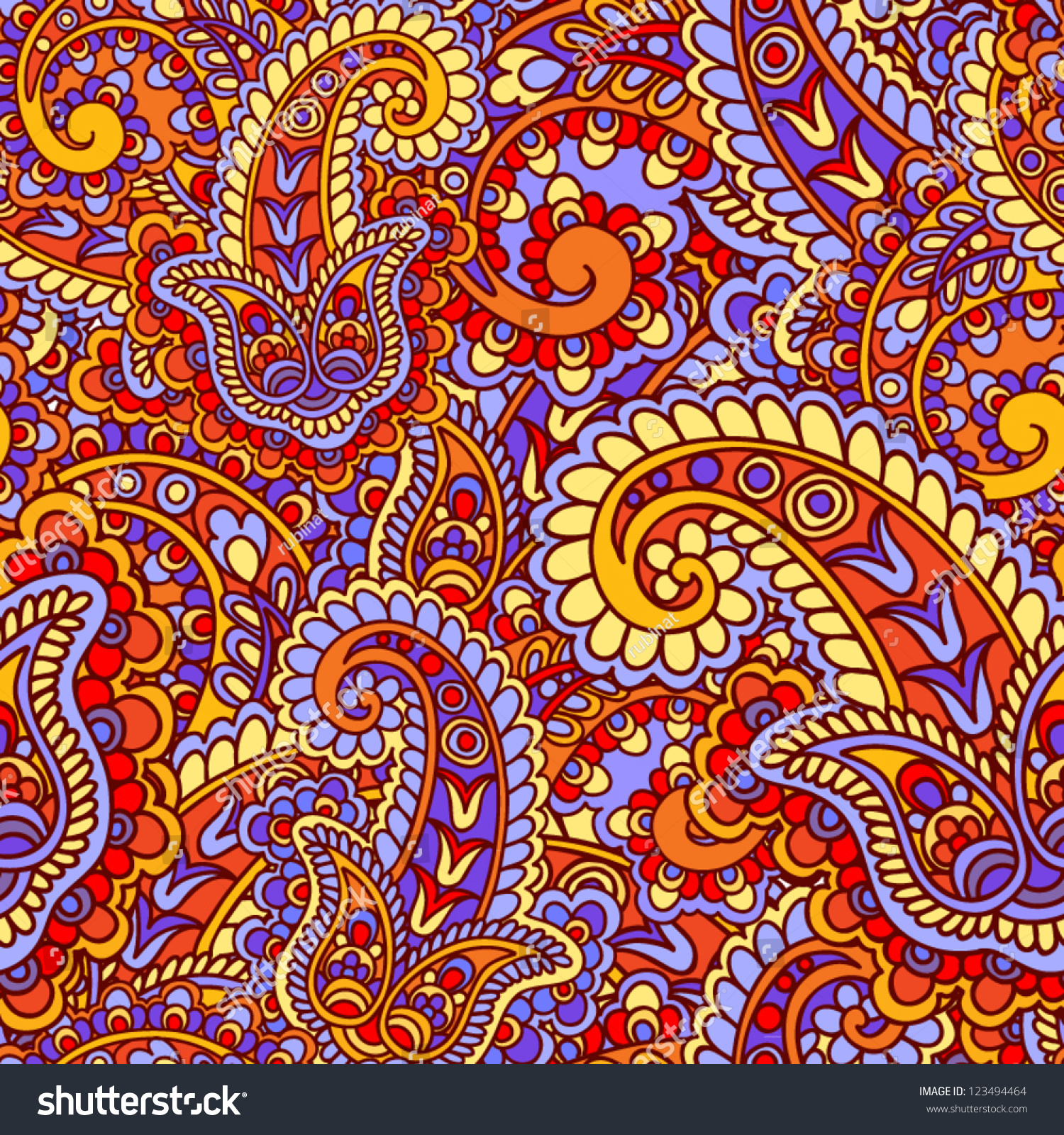 Seamless Background Made Of Paisley. Colorful Pattern. Stock Vector