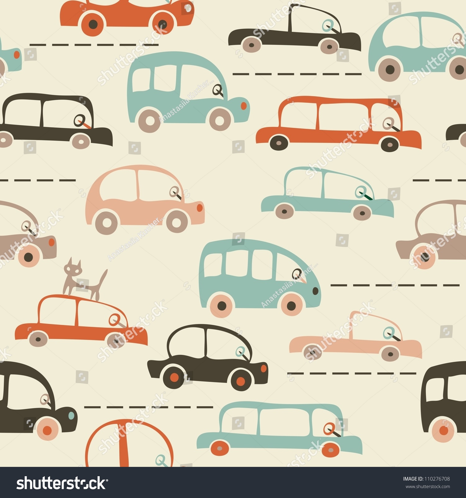 Seamless Cartoon Map Cars Traffic Stock Vector 110276708 - Shutterstock