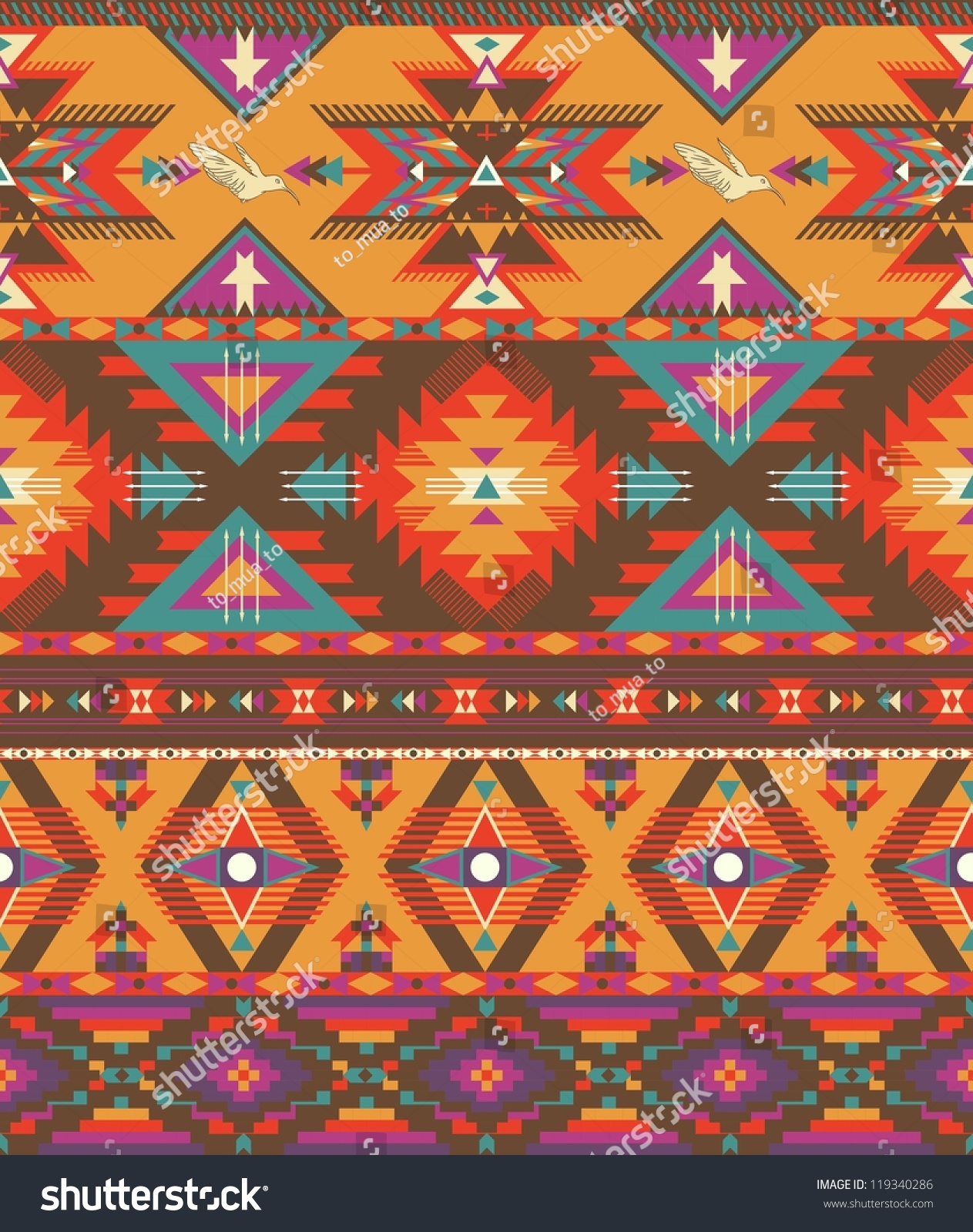 Seamless Colorful Aztec Pattern Stock Vector 119340286 : Shutterstock