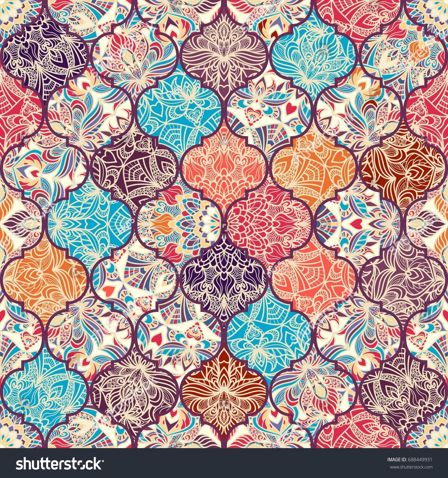 Seamless Colorful Patchwork Turkish Style Islam Stock Vector Royalty