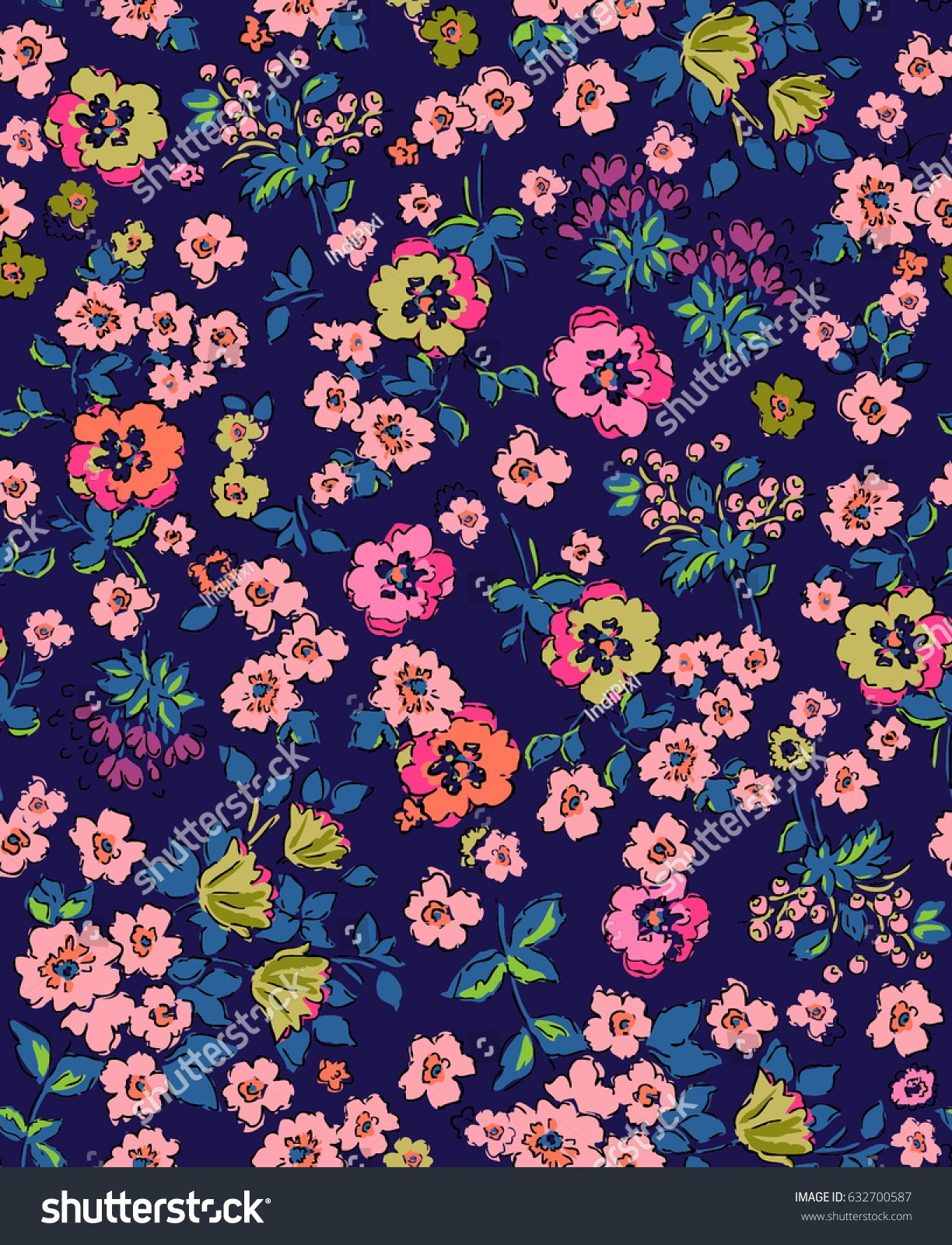 Seamless Ditsy Floral Pattern Vector 스톡 벡터 632700587 Shutterstock