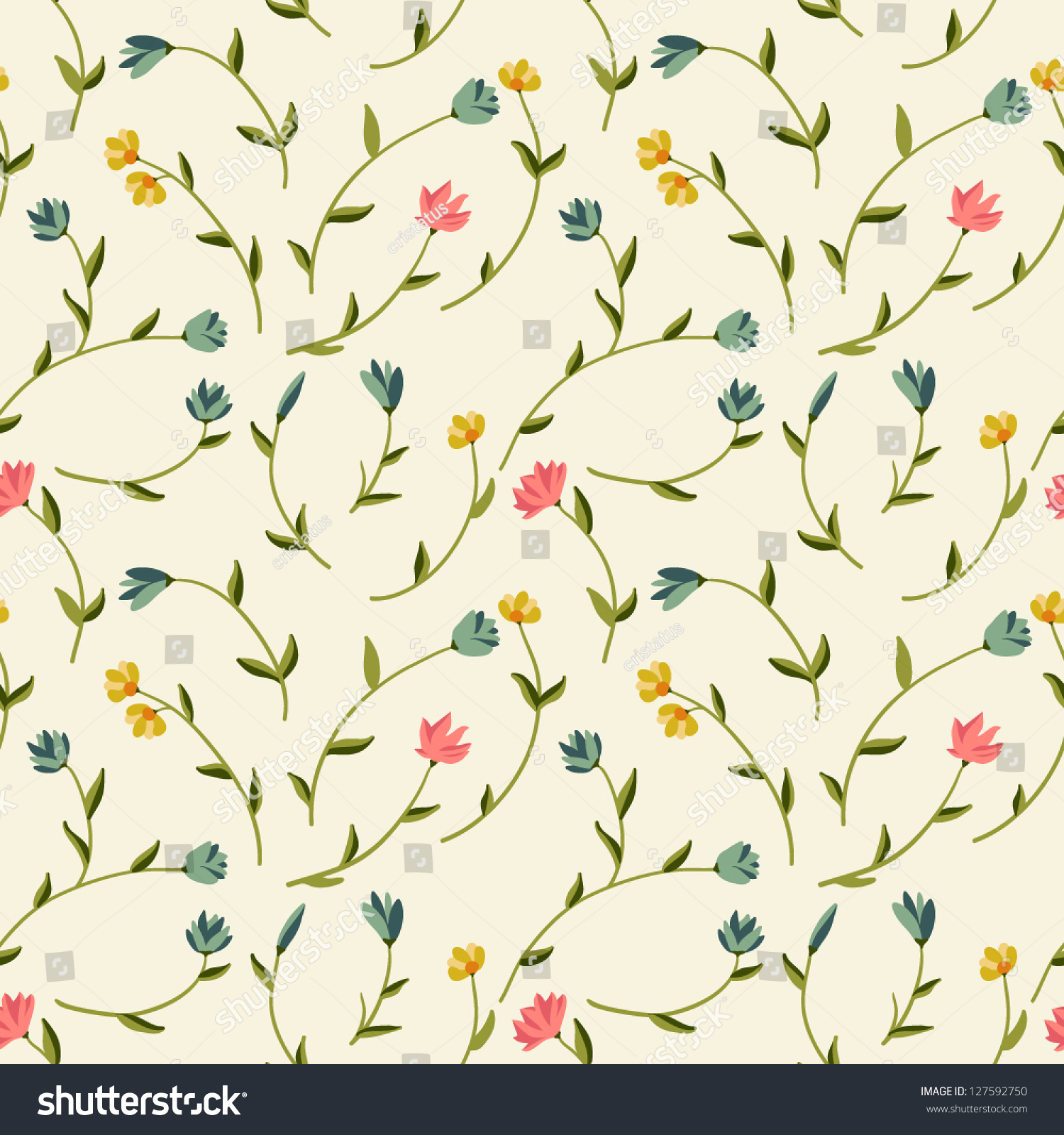 Seamless Floral Pattern Stock Vector Illustration 127592750 Shutterstock