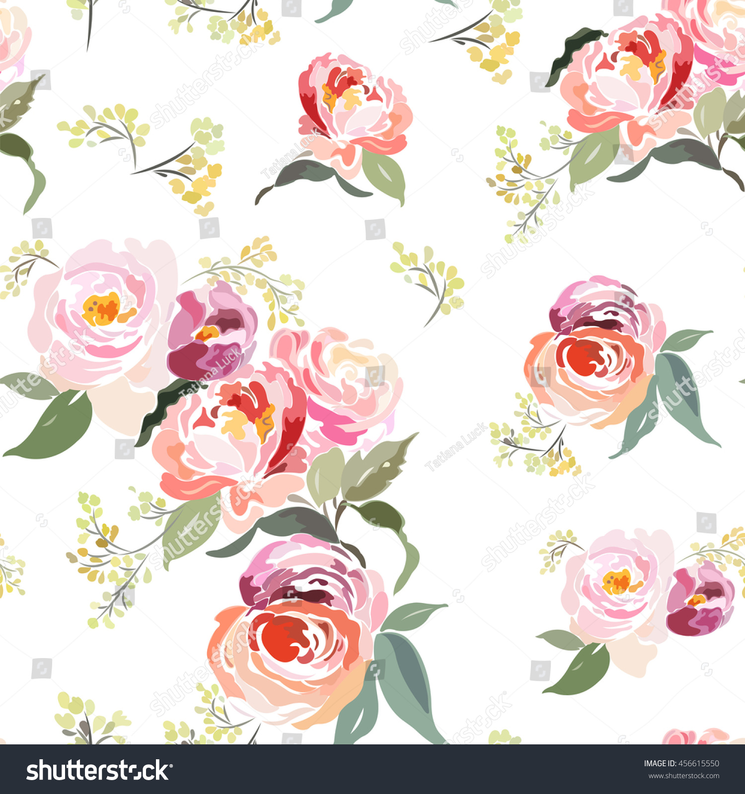 Seamless floral pattern with roses on a white background Seamless floral pattern with roses on a white background