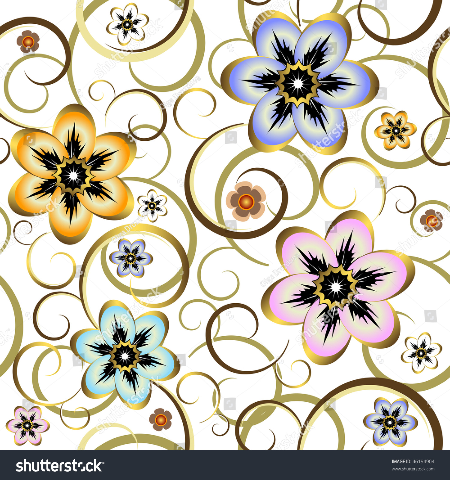 Seamless Floral White Pattern (Vector) - 46194904 : Shutterstock