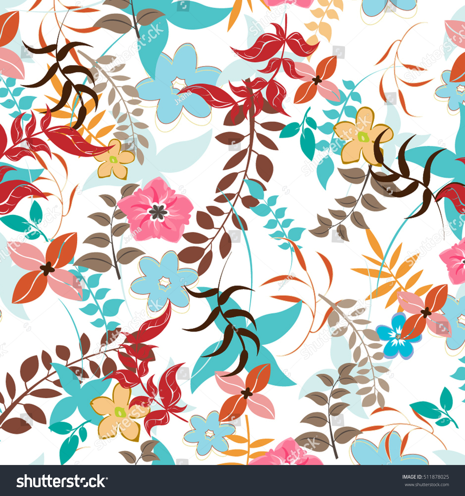 Seamless Flowers Pattern Stock Vector Illustration Shutterstock