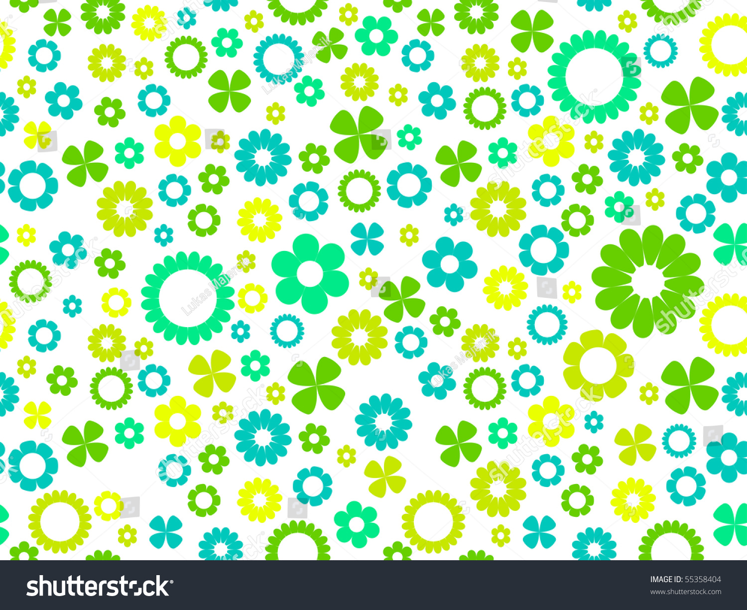 Seamless Green And Blue Floral Background Stock Vector Illustration