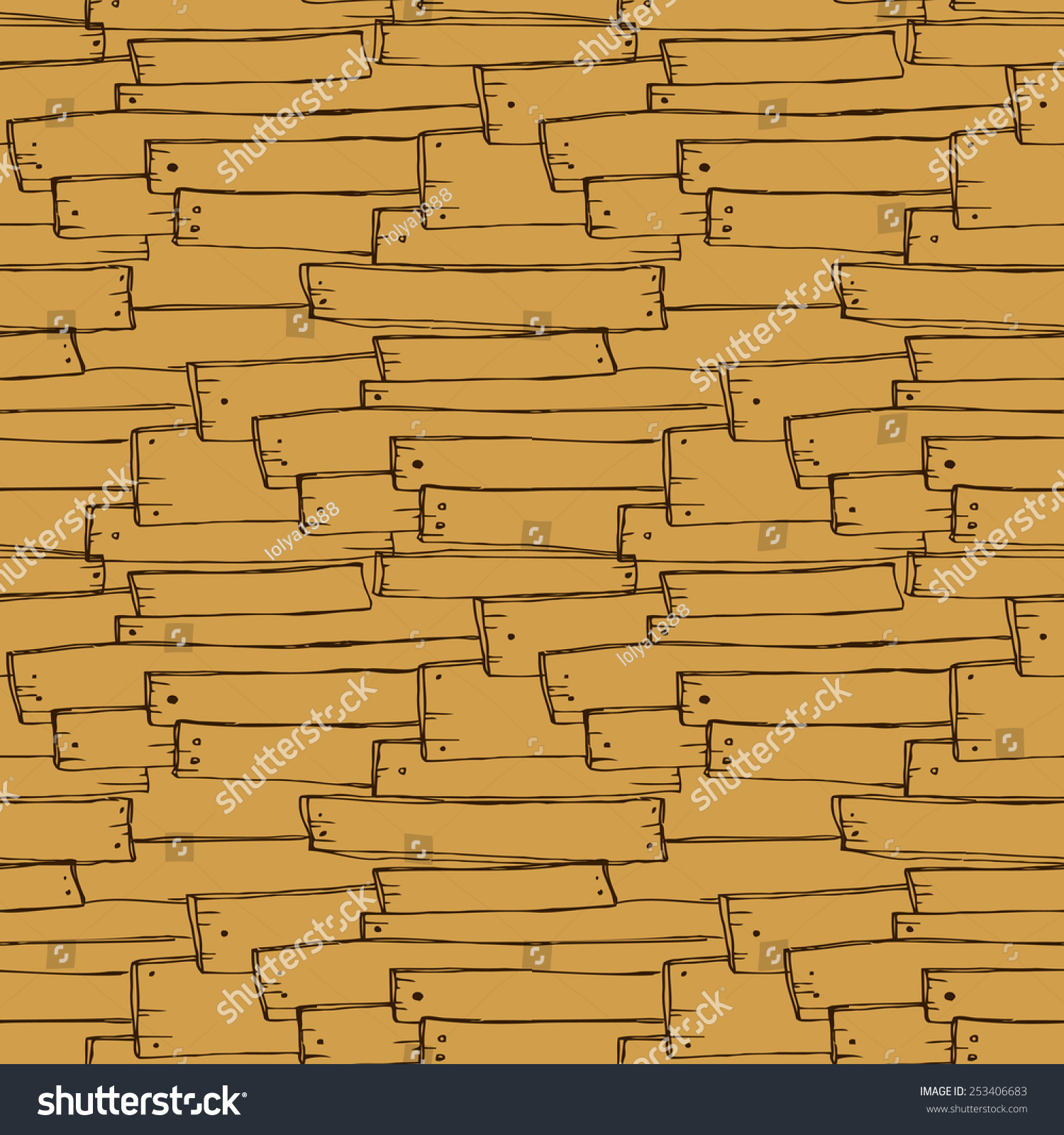 Seamless Hand Drawn Wood Texture, Vector Illustration - 253406683