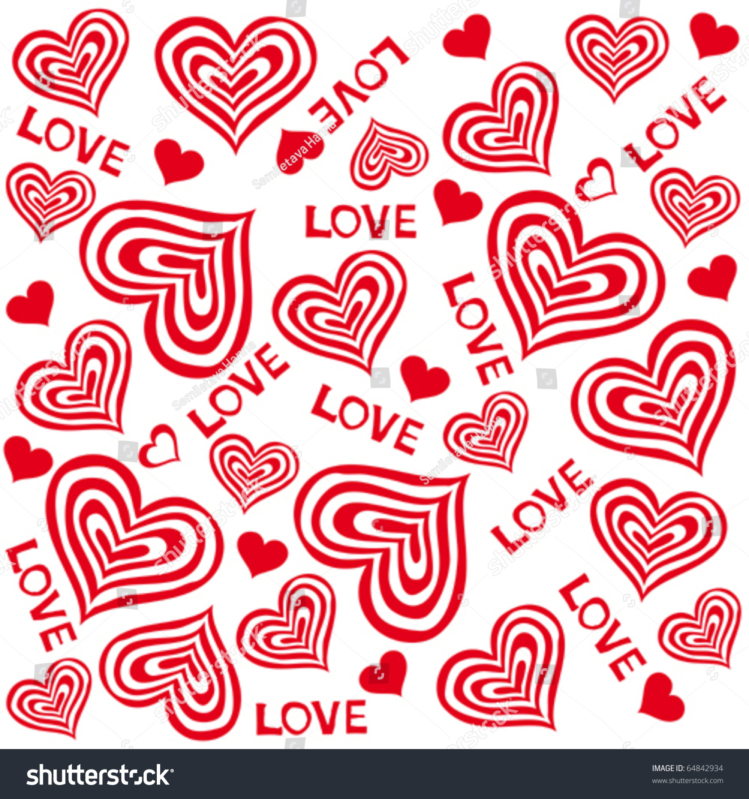 Seamless Heart Pattern Stock Vector Illustration 64842934 Shutterstock