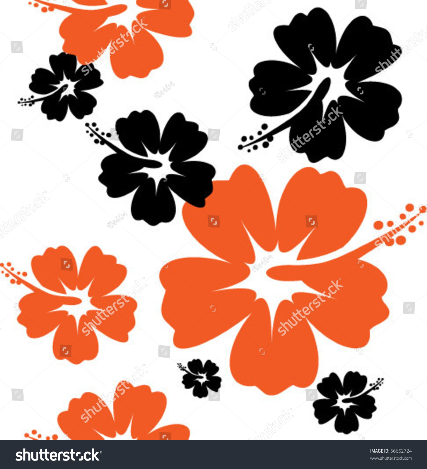 Seamless Hibiscus Flower Background Stock Vector 56652724 - Shutterstock