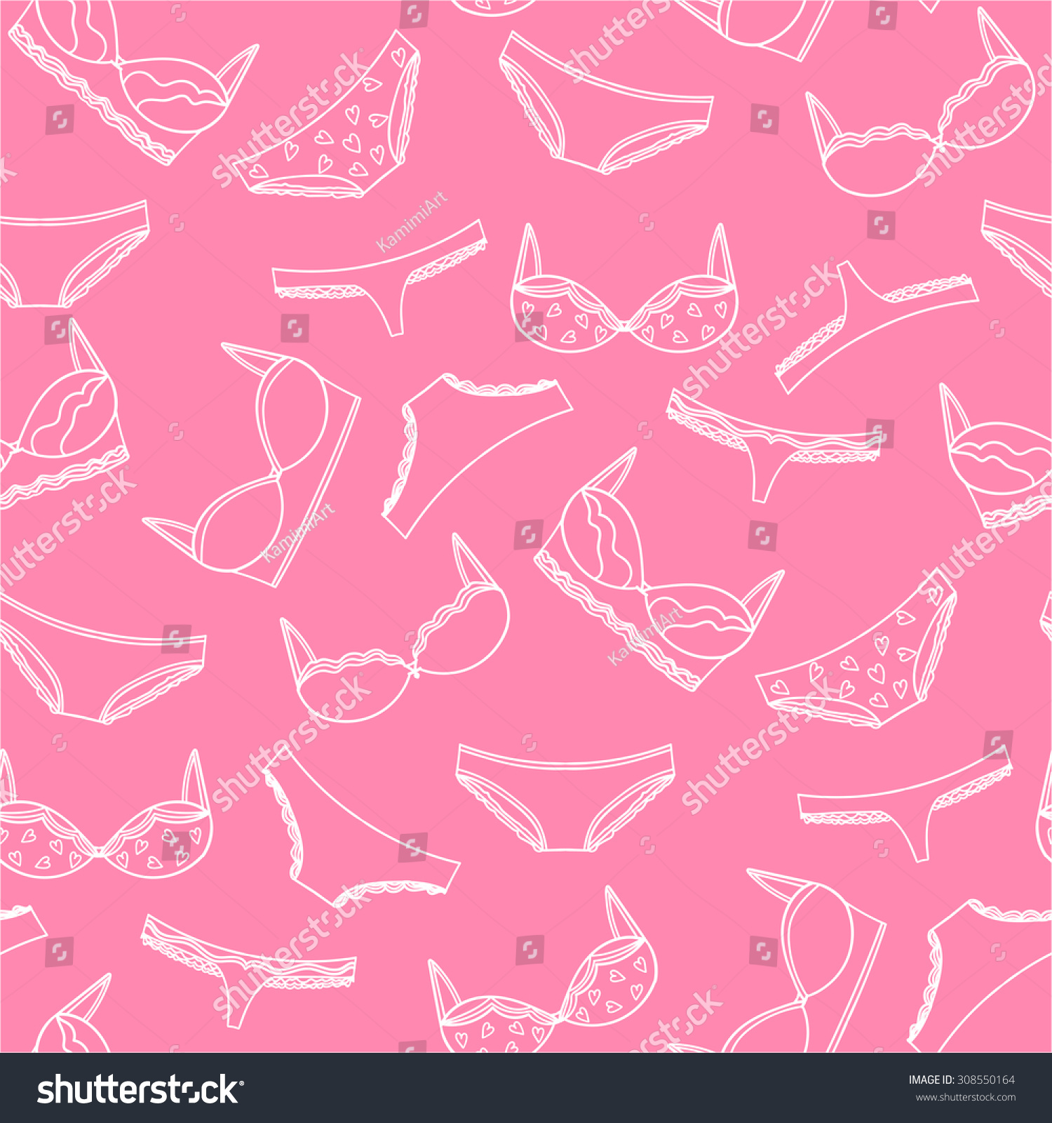 Seamless Lingerie Pattern Vector Bras Panties Stock Vector 308550164