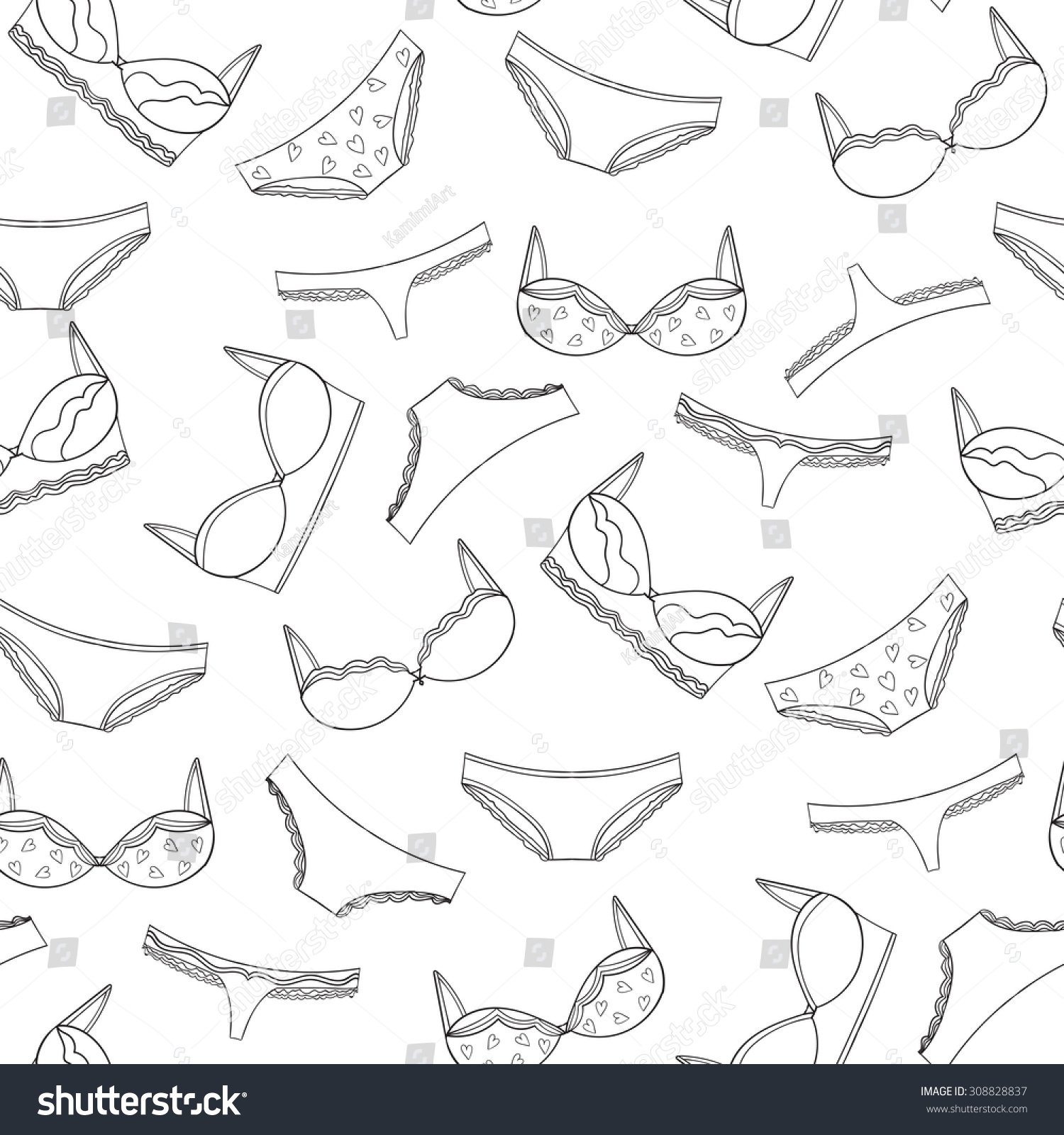 Seamless Lingerie Pattern Vector Bras And Panties Design Women