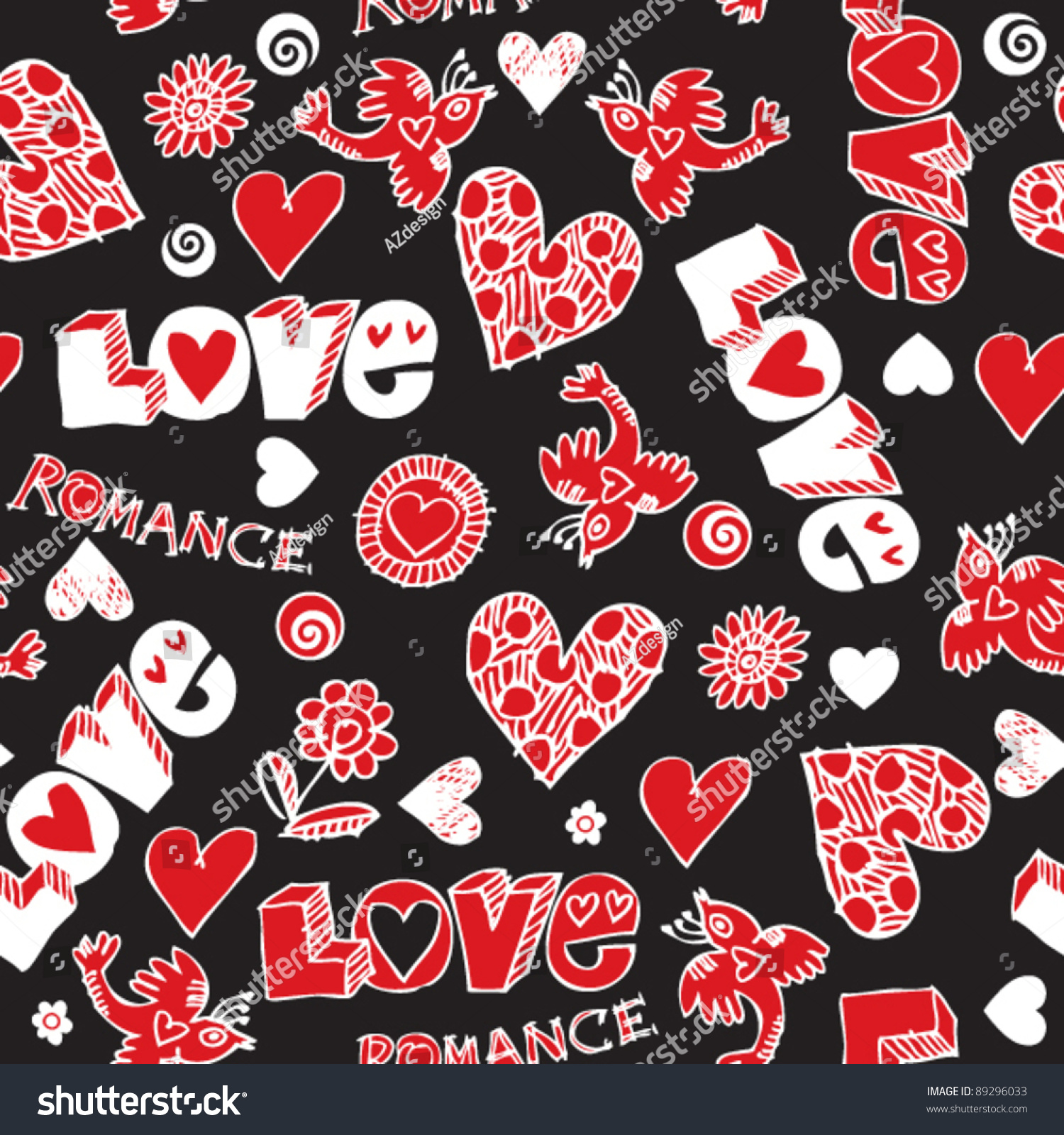 Seamless Love Pattern, Doodle Hearts Stock Vector Illustration 89296033