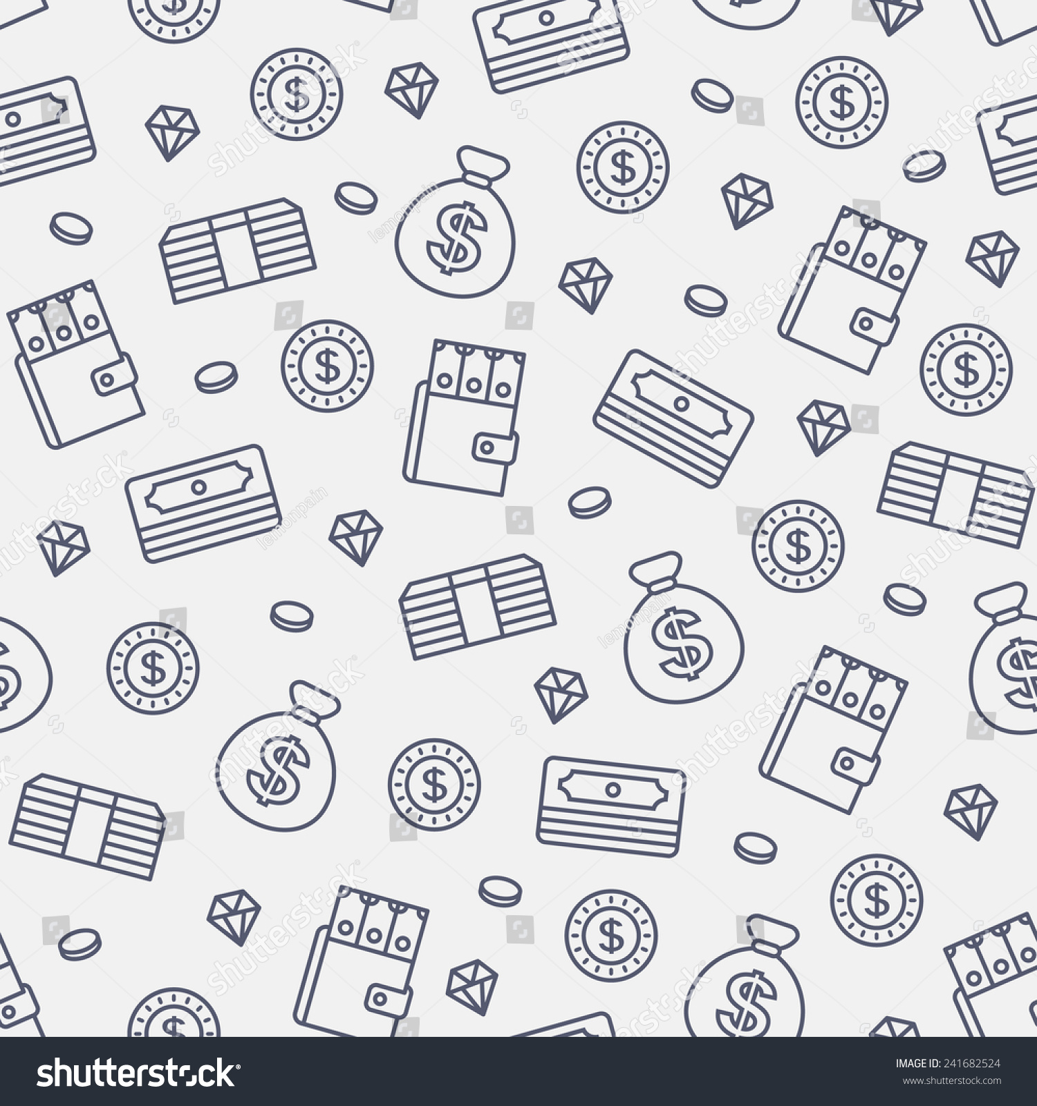 Seamless Money Pattern On White Background Stock Vector Illustration