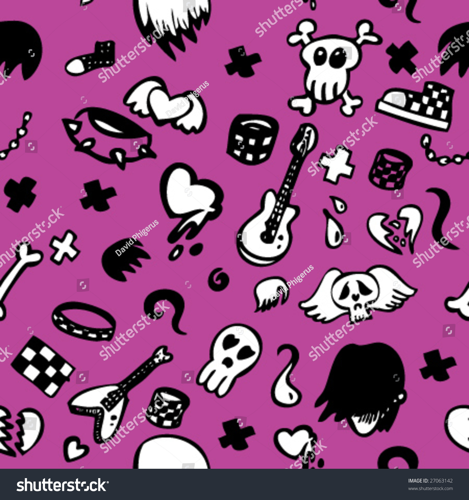 Seamless Pattern Emo Ilustración vectorial en stock 27063142