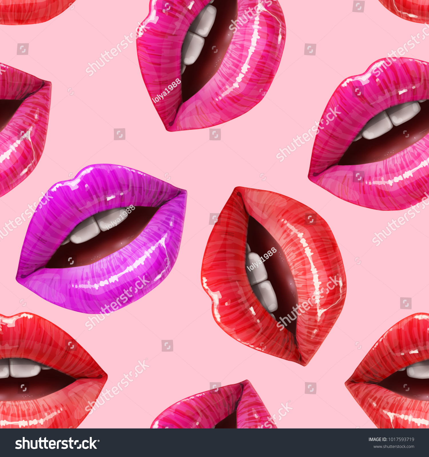 Seamless Pattern Sexy Lips Vector Lipstick Stock Vector Royalty Free