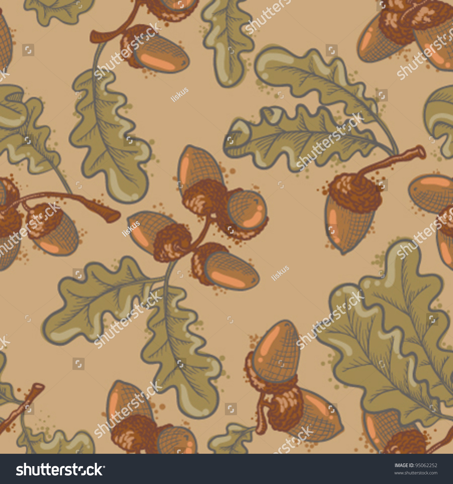 Seamless Pattern Set With Acorns Stock Vector Illustration 95062252