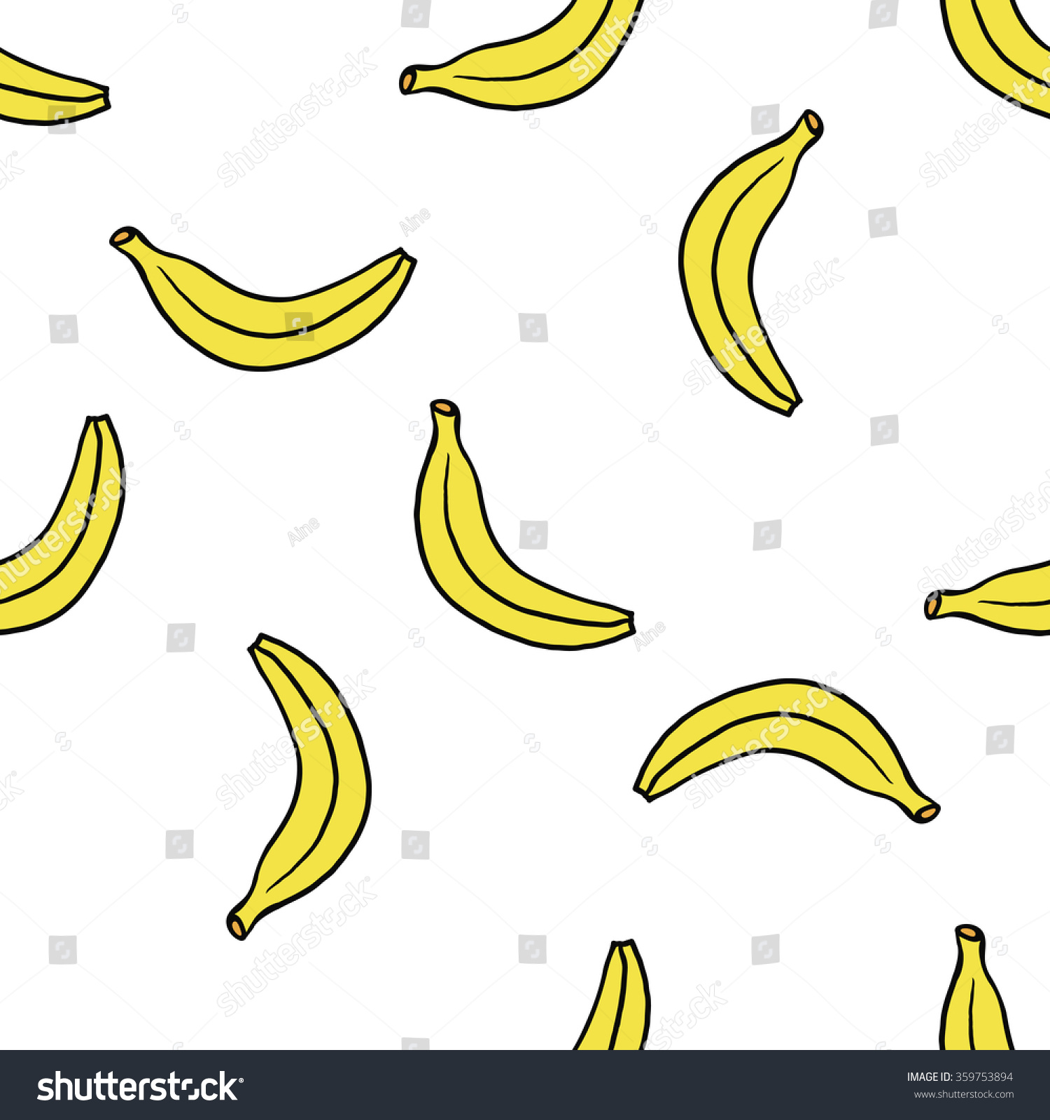 Seamless Pattern With Cartoon Doodle Banana Fruit Background Vector Illustration