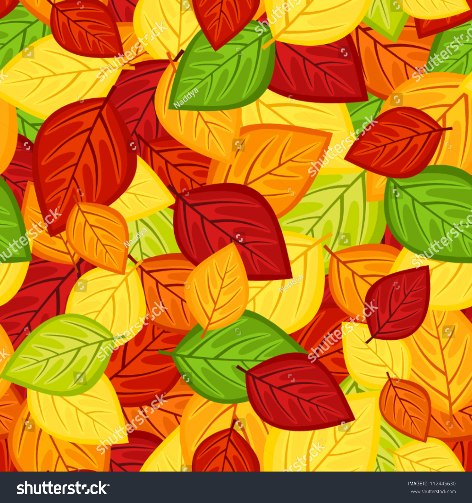 Seamless Pattern With Colored Autumn Leaves Vector Illustration