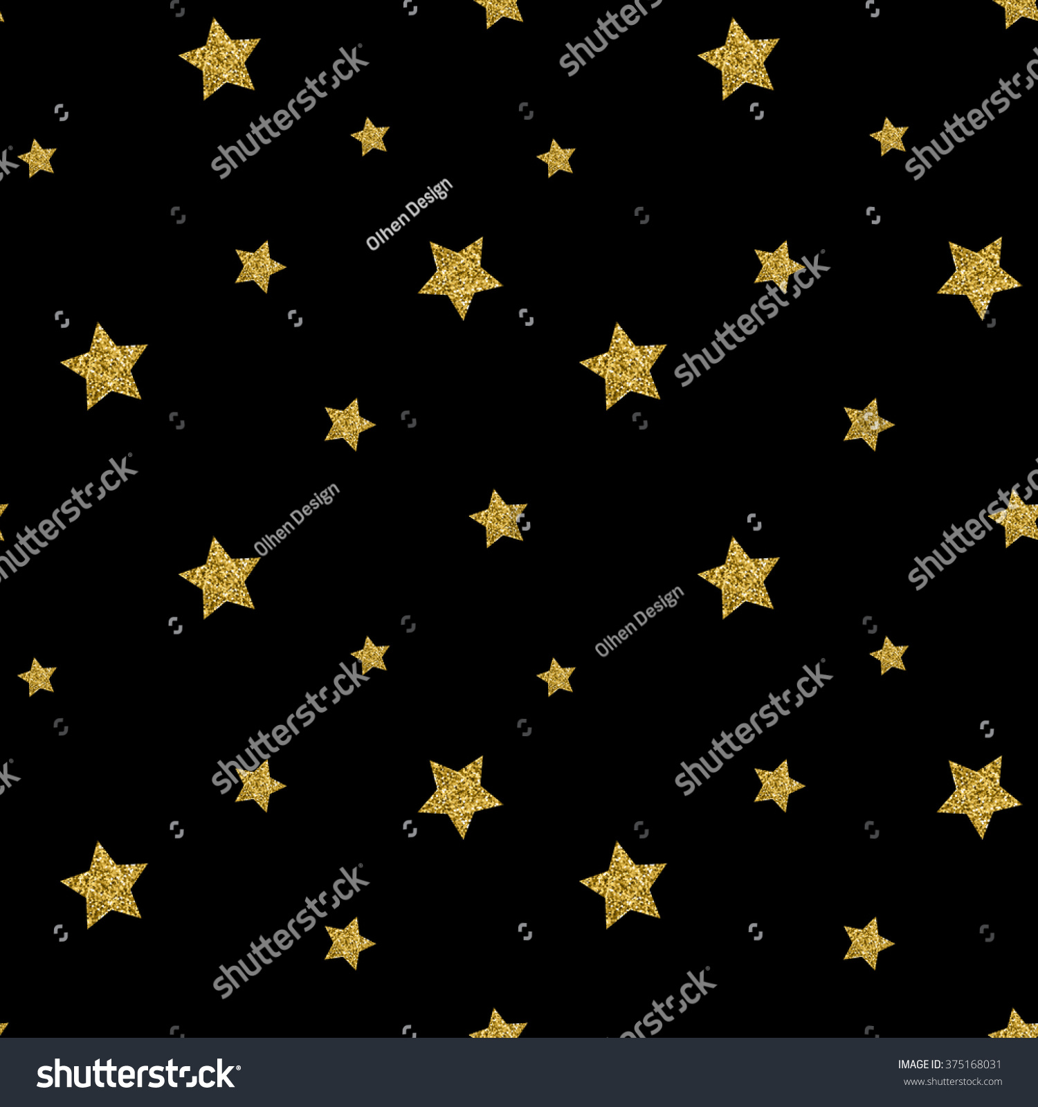 Seamless Pattern Gold Glitter Textured Stars Stock Vector Royalty Free