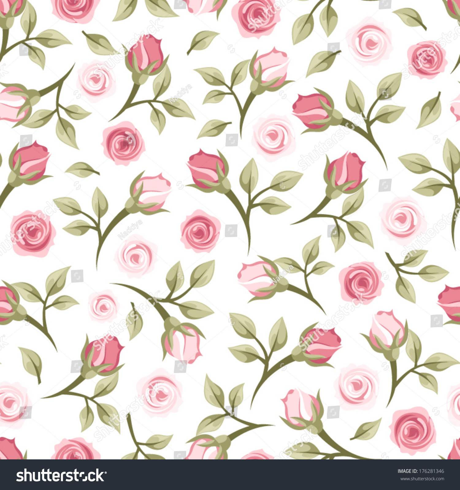 Seamless Pattern Roses Vector Illustration Vector De Stock Libre De