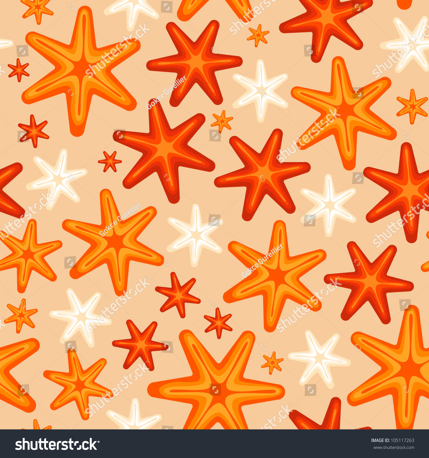 Seamless Starfish Pattern Stock Vector Illustration 105117263