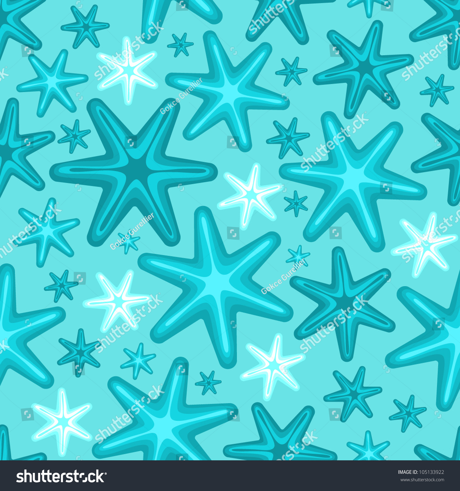 Seamless Starfish Pattern Stock Vector Illustration 105133922