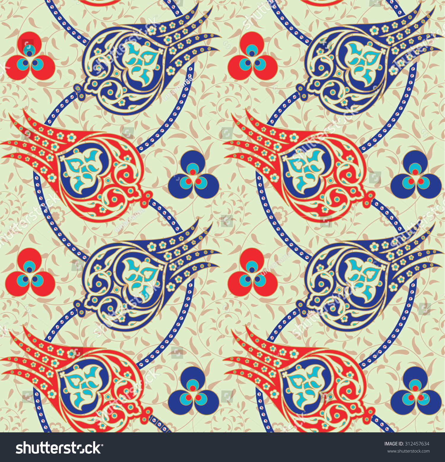 Seamless Traditional Turkish Ottoman Floral Pattern Stock Vector