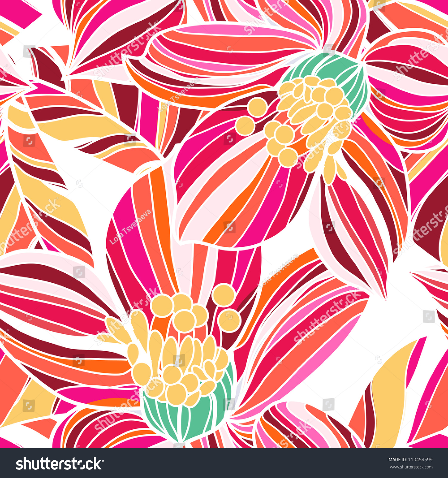 Seamless Vector Texture With Flowers - 110454599 : Shutterstock