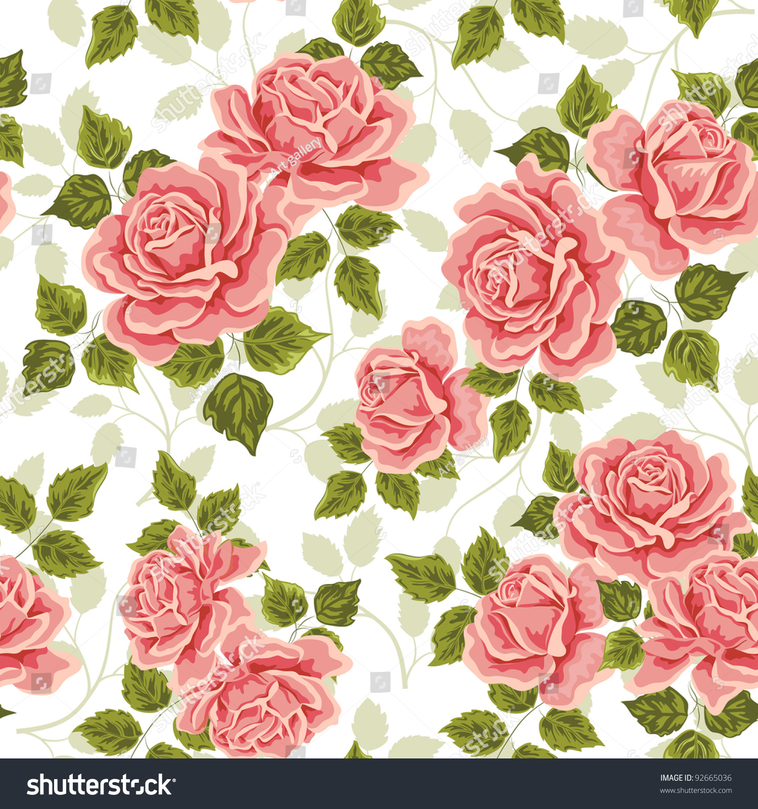 Seamless Wallpaper Pattern With Roses Stock Vector Illustration