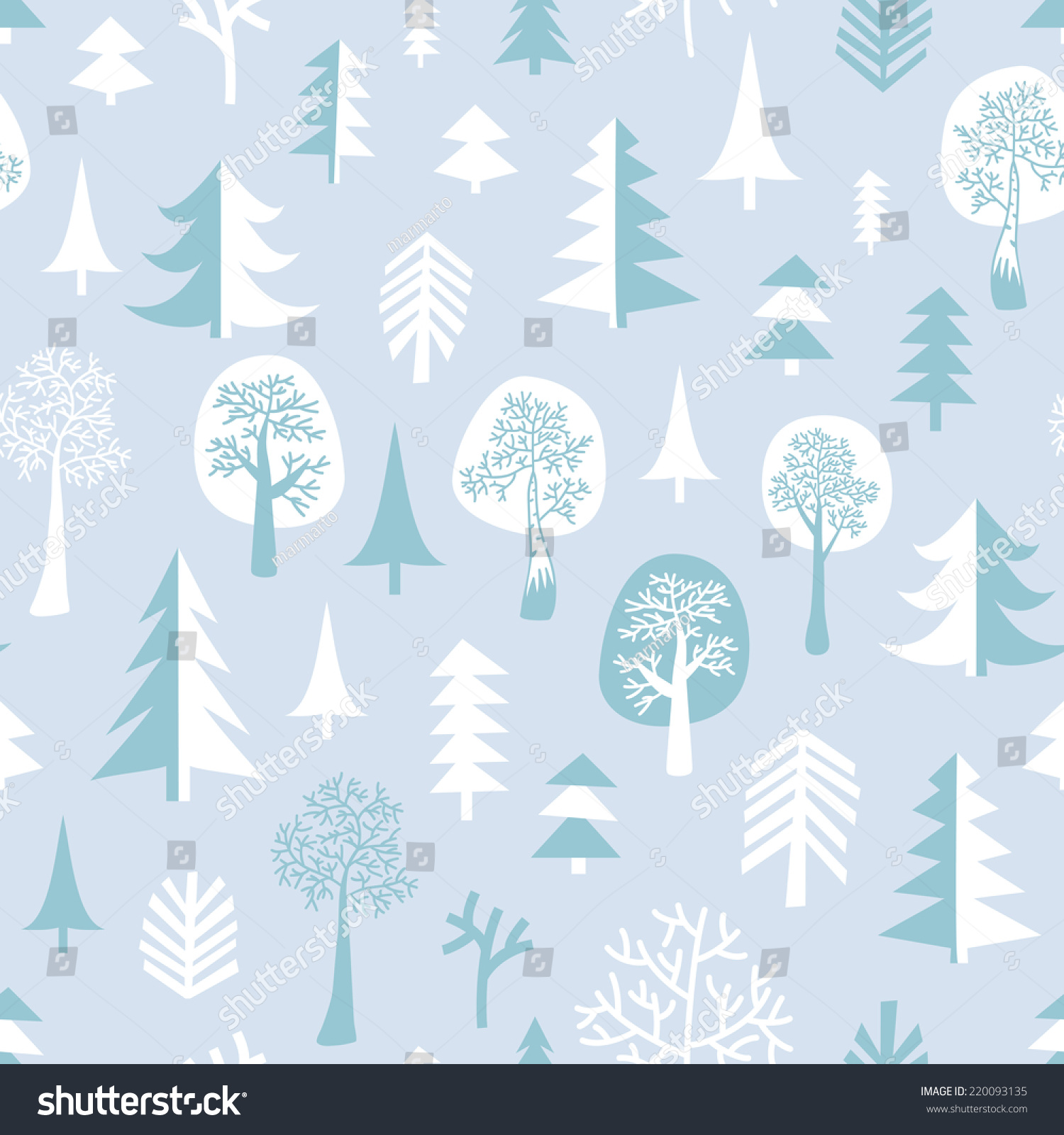 Seamless Winter Forest Background Vector Illustration Stock Vector