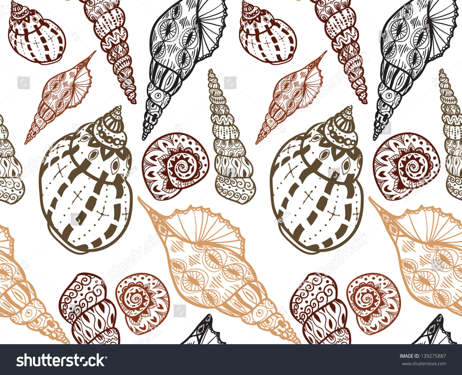 Seashells Stock Vector Illustration 139275887 : Shutterstock