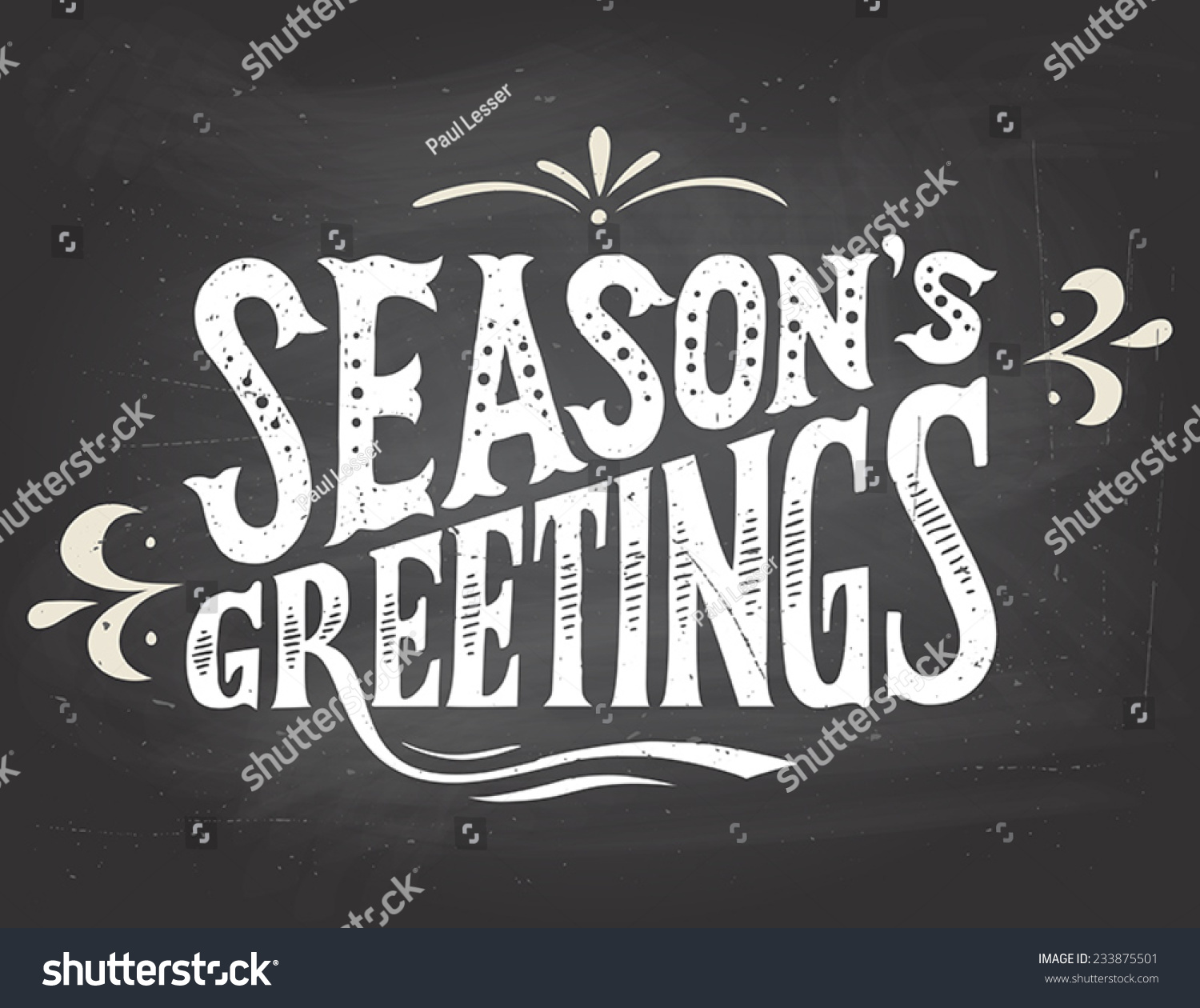 Seasons Greetings Vintage Handlettering Handdrawn Typography Stock