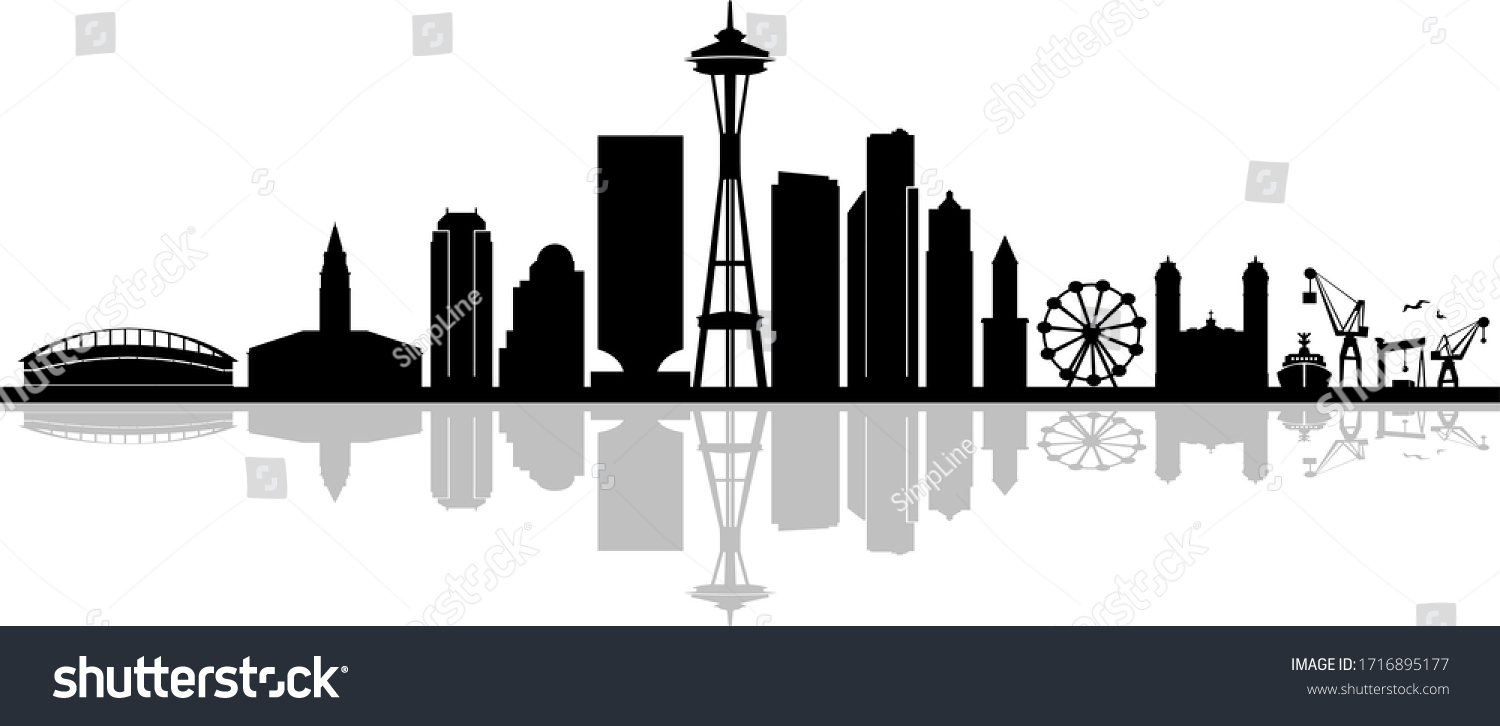 Seattle City Skyline Silhouette Cityscape Vector Stock Vector Royalty