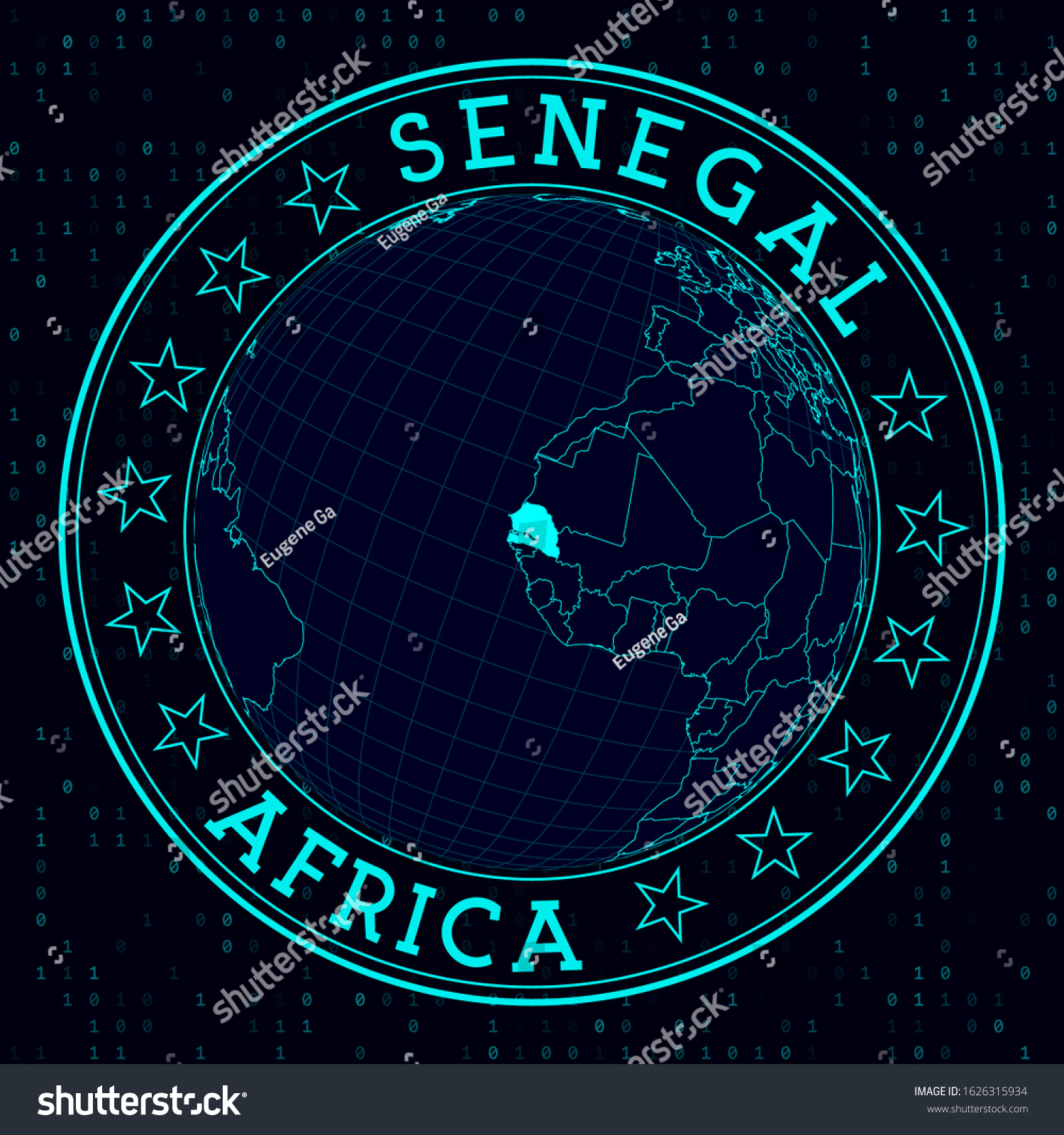 Senegal Round Sign Futuristic Satelite View Stock Vector Royalty Free