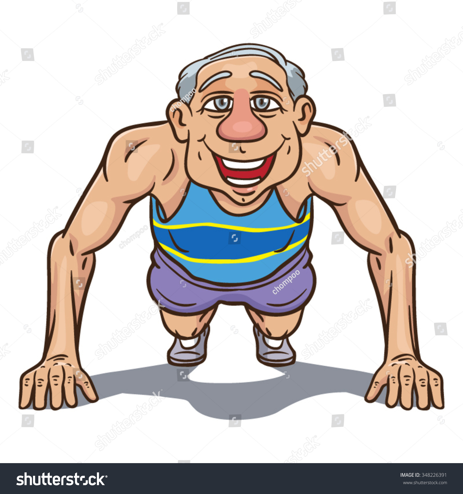 Senior Man Exercise Doing Push Ups Stock Vector 348226391 - Shutterstock